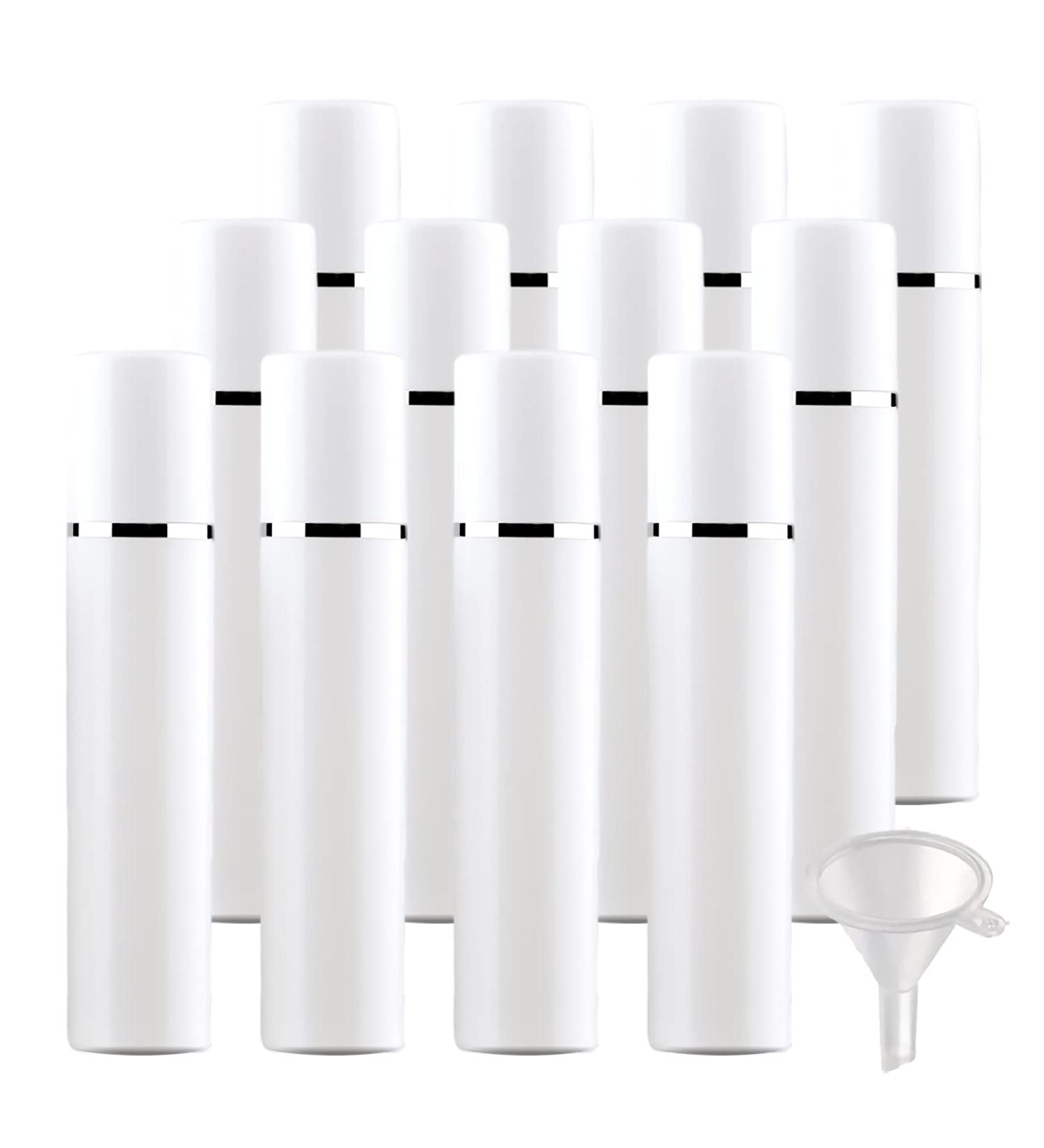 Zeoabsy 12-Pack 50ml Airless Cream Dispenser Pump - White Plastic Silver Edge | Ideal for Cosmetics & Gels - No Straw Needed - Buy Online on GoSupps.com