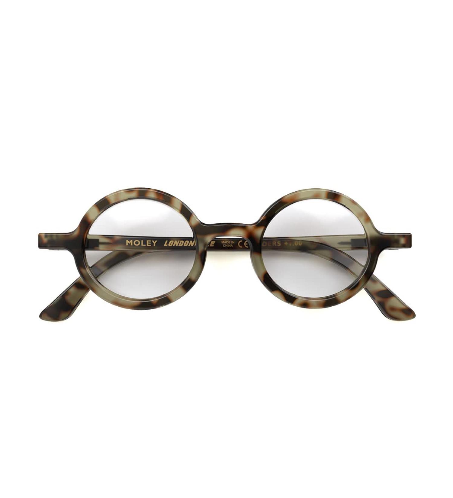 LONDON MOLE Round Reading Glasses 2.5x | Grey Tortoiseshell Frame | Stylish Men's Women's Unisex | Spring Hinges | Cool Readers - Buy Online on GoSupps.com