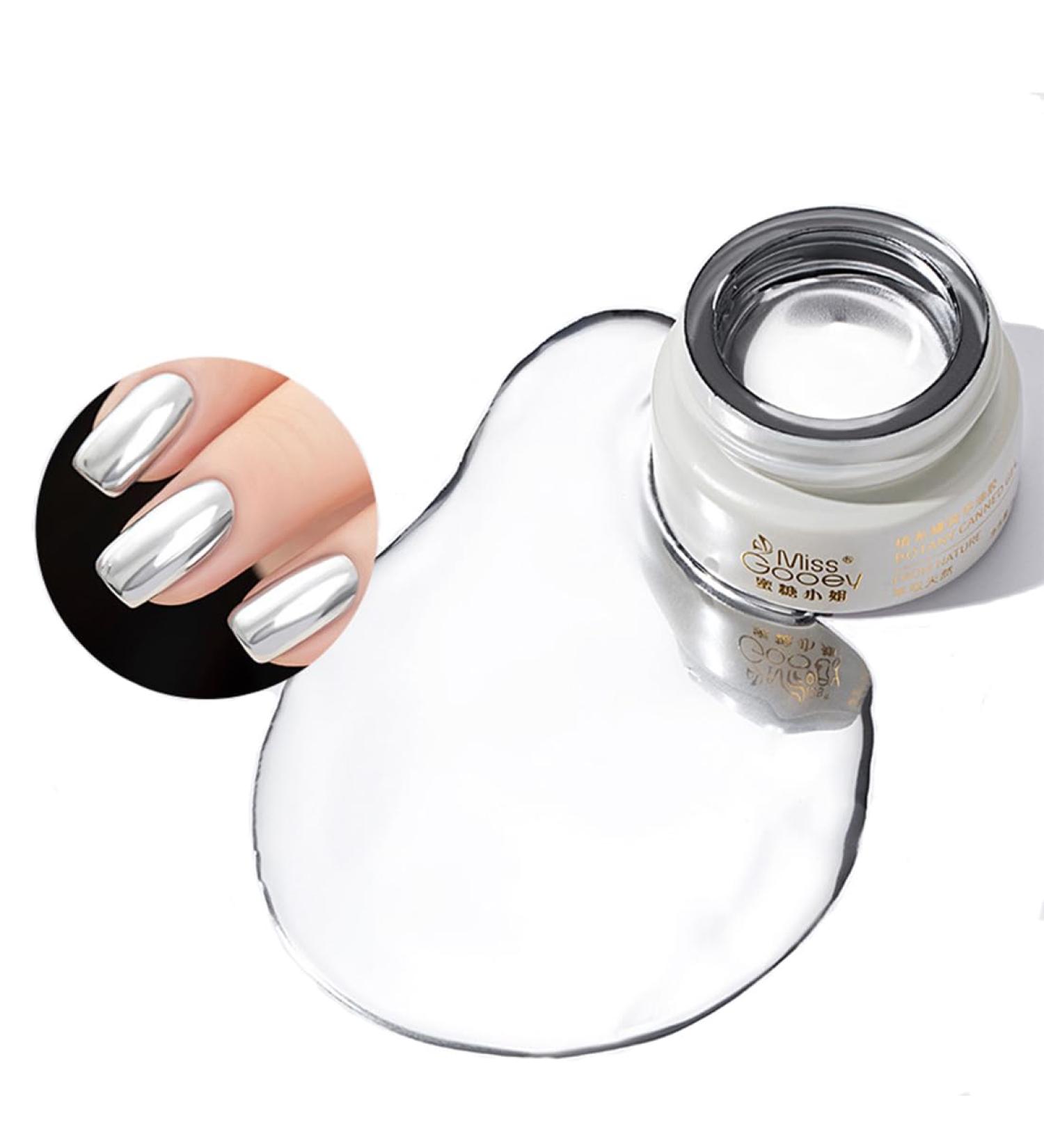 Silver Metal Gel Nail Polish Reflective Mirror Effect Metallic Nail Gel 3D Nail Painting Gel for Nail Drawing Liner Gorgeous Long lasting Quick Dry UV/LED DIY Silver Nail Art Manicure (8ml) - Buy Online on GoSupps.com