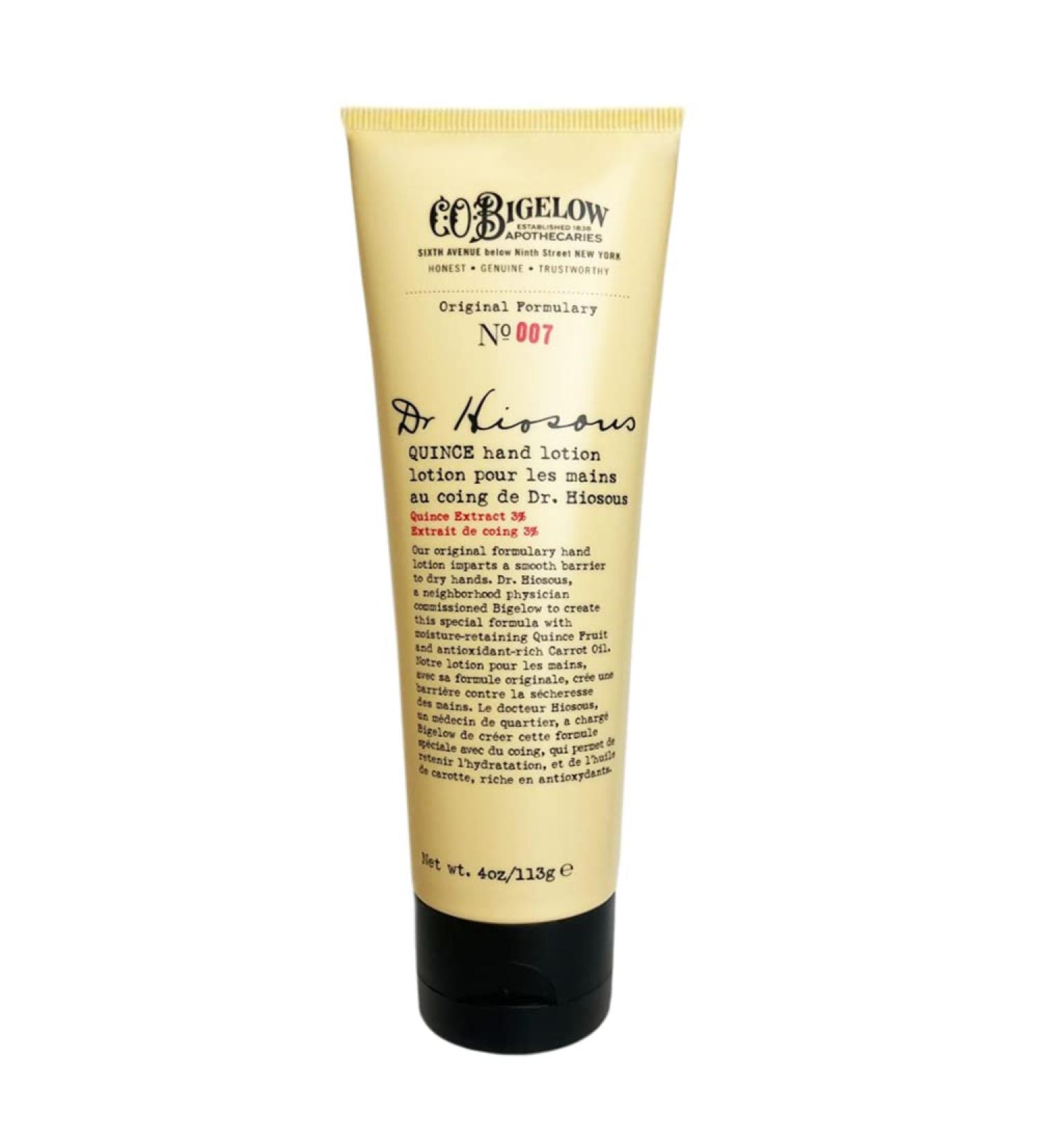 C.O. Bigelow Dr. Hiosous Quince Hand Lotion for Dry Hands - 4 fl oz Hand Cream for Women and Men - Softens Dry Cracked Skin - No. 007 - Buy Online on GoSupps.com