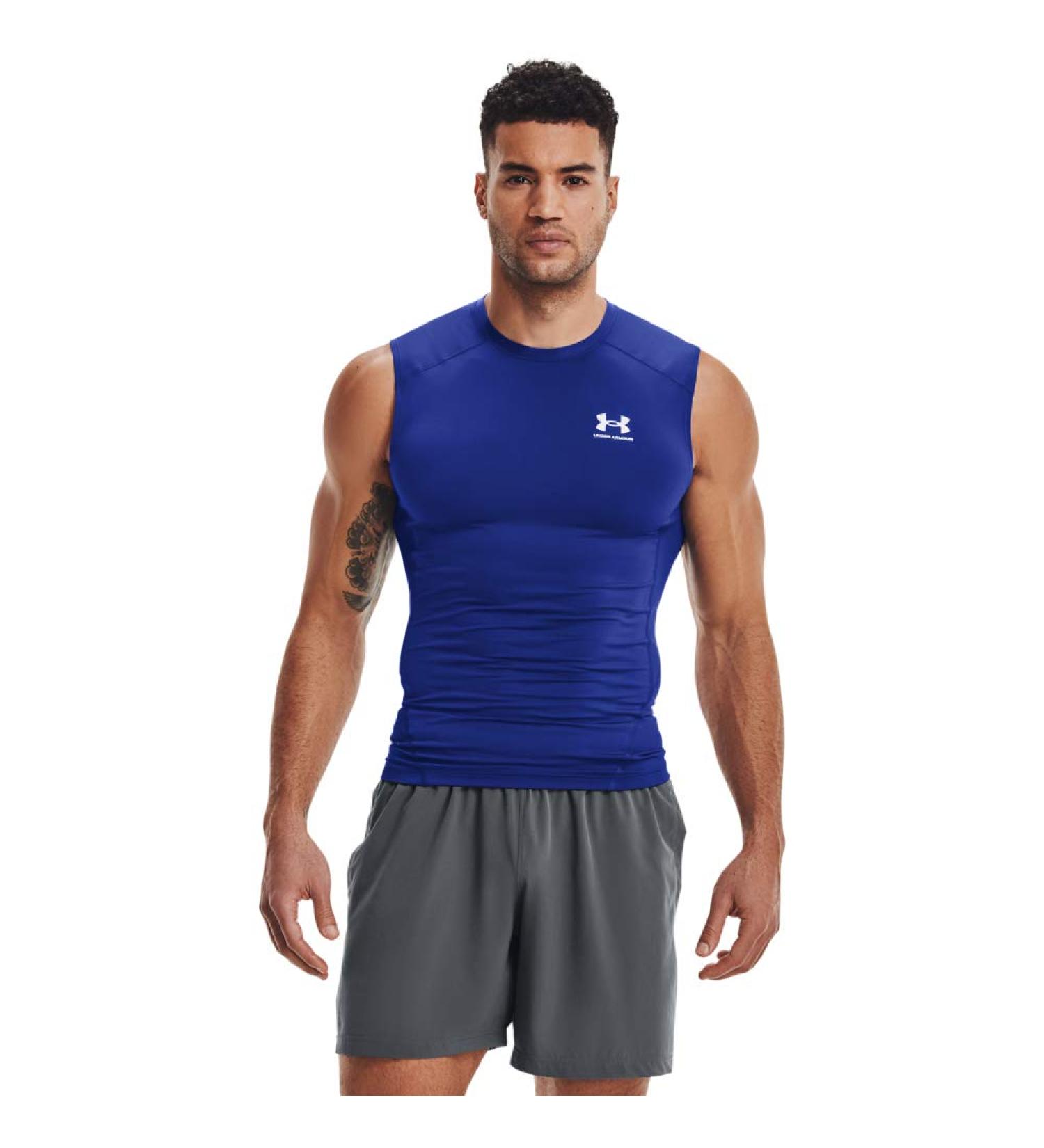 Under Armour Men's HeatGear Compression Sleeveless T-Shirt - Royal Blue/White, X-Large - Buy Online on GoSupps.com