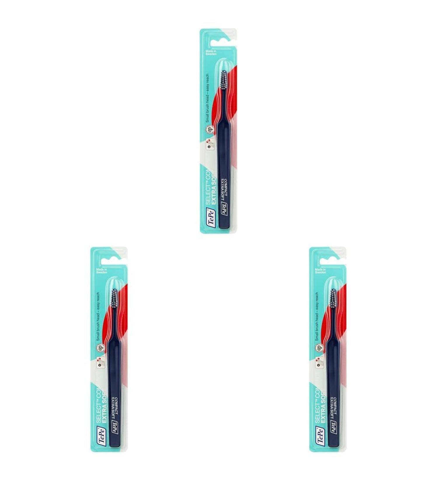 TEPE SELECT Compact X-Soft Toothbrush - Ultra-Soft Bristles Compact Design for All Ages - 3 Pack - Buy Online on GoSupps.com