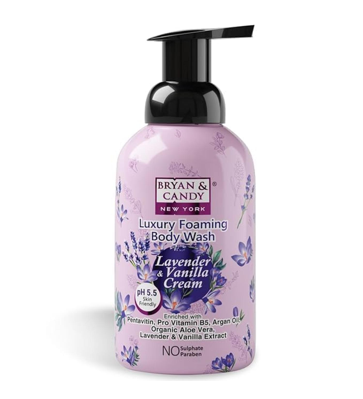 Luxury Foaming Body Wash - Hydrating Argan Oil Aloe Vera Pentavitin & Pro Vit B5 | pH 5.5 | All Skin Types | 400ml Lavender & Vanilla - Buy Online on GoSupps.com