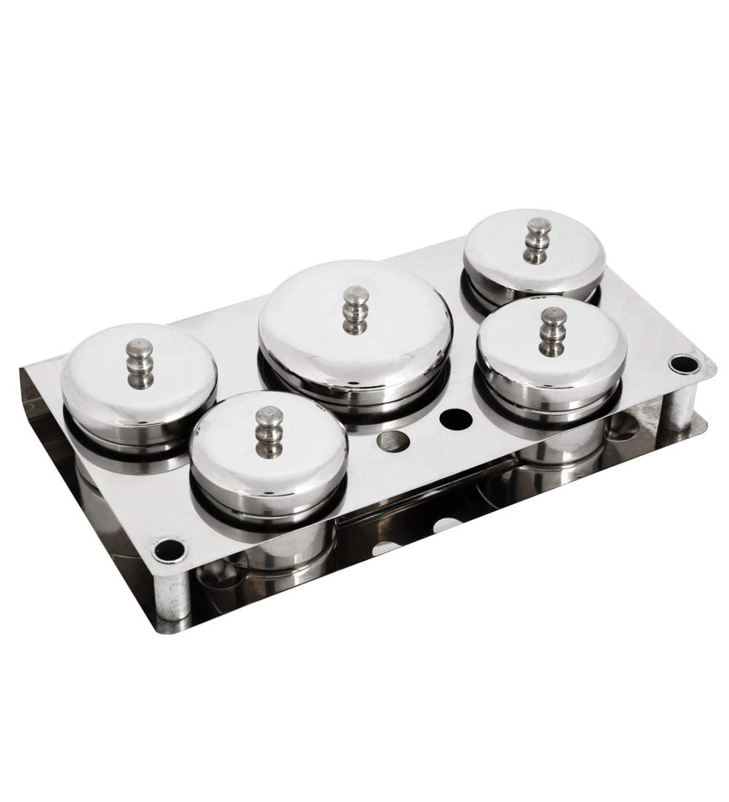 5-Piece Stainless Steel Nail Art Storage Set | Mini Powder & Liquid Dappen Dish for Manicure - Buy Online on GoSupps.com