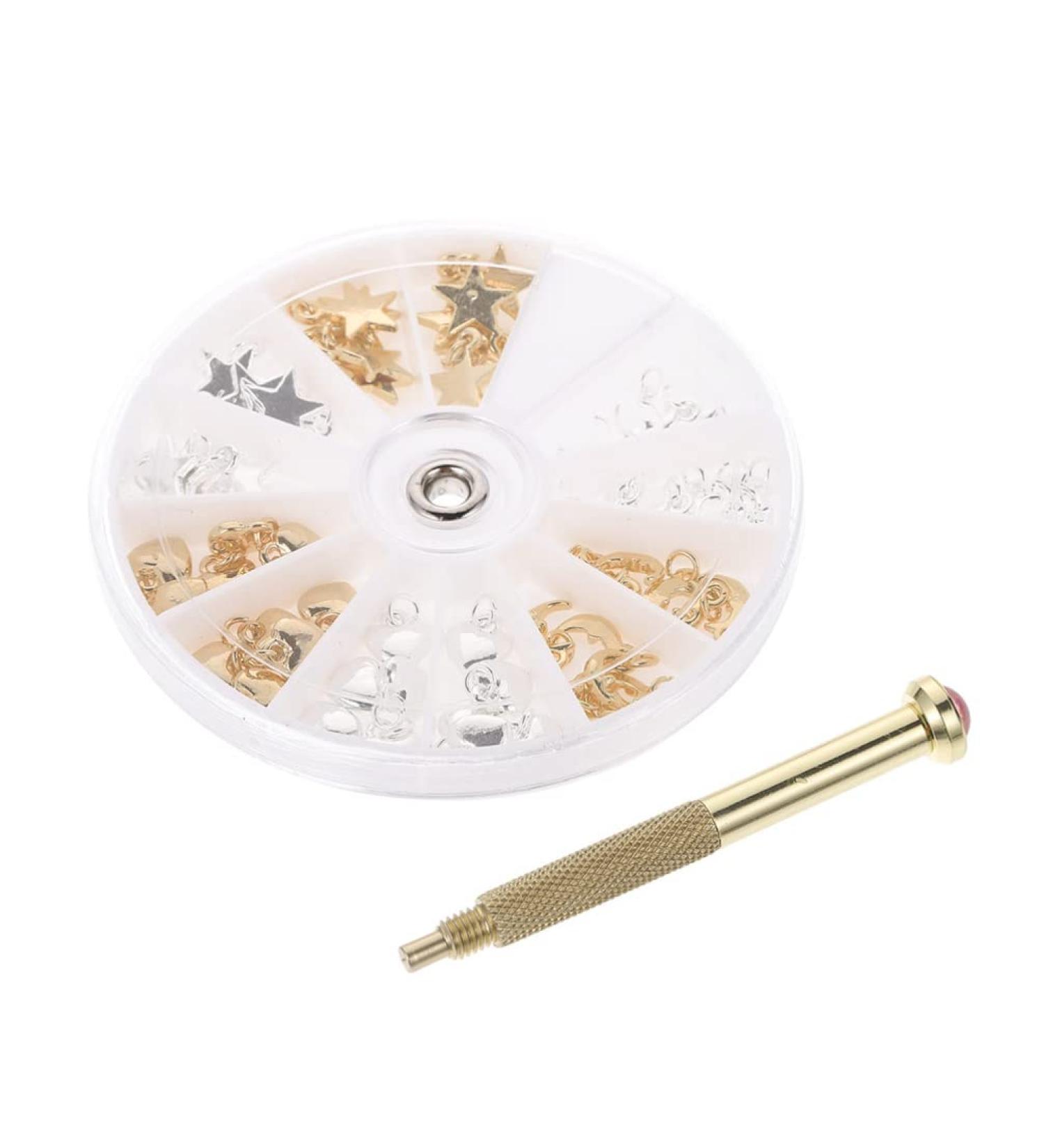 Lurrose 1 Set Dangle Nail Charms Alloy Letter Nail Piercing Charms Rhinestone Nail Rings Crystal Metal Nail Charms Nail Jewelry Hoops with Nail Piercing Tool Hand Drill for Nail Tip Decoration - Buy Online on GoSupps.com