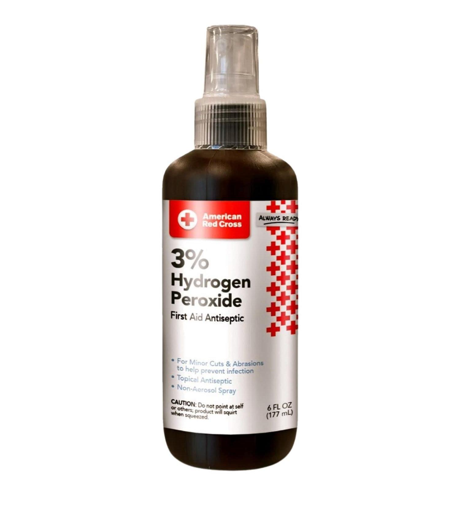American Red Cross 3% Hydrogen Peroxide Antiseptic Spray - 6oz Non-Aerosol Bottle for Minor Cuts & Scrapes - Travel & Home Essential - Buy Online on GoSupps.com