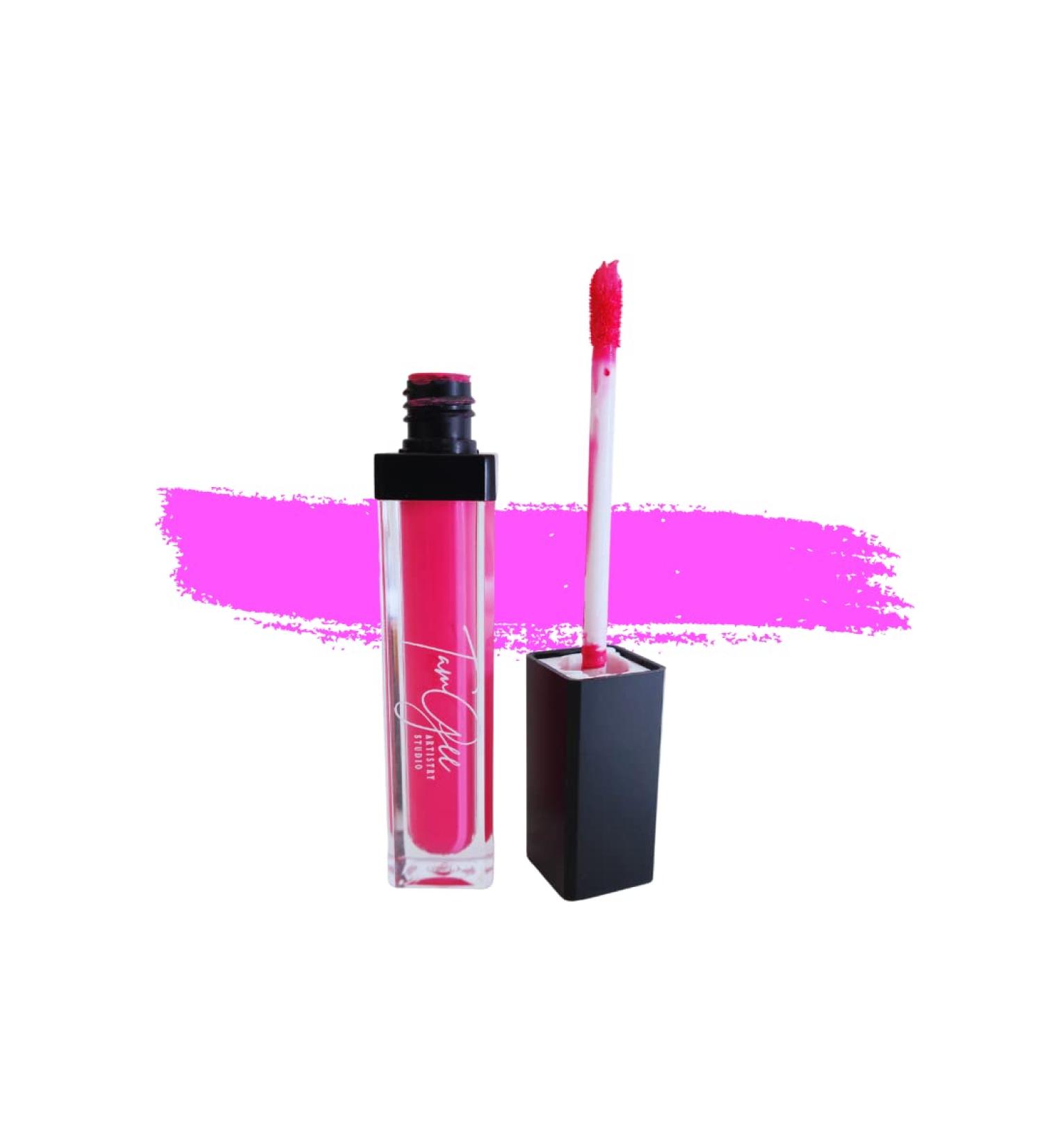 Lippies (Hey Girl Hey) Longwear No-Budge Liquid Matte Lipstick Highly Pigmented Color Neon Fuchsia Pink