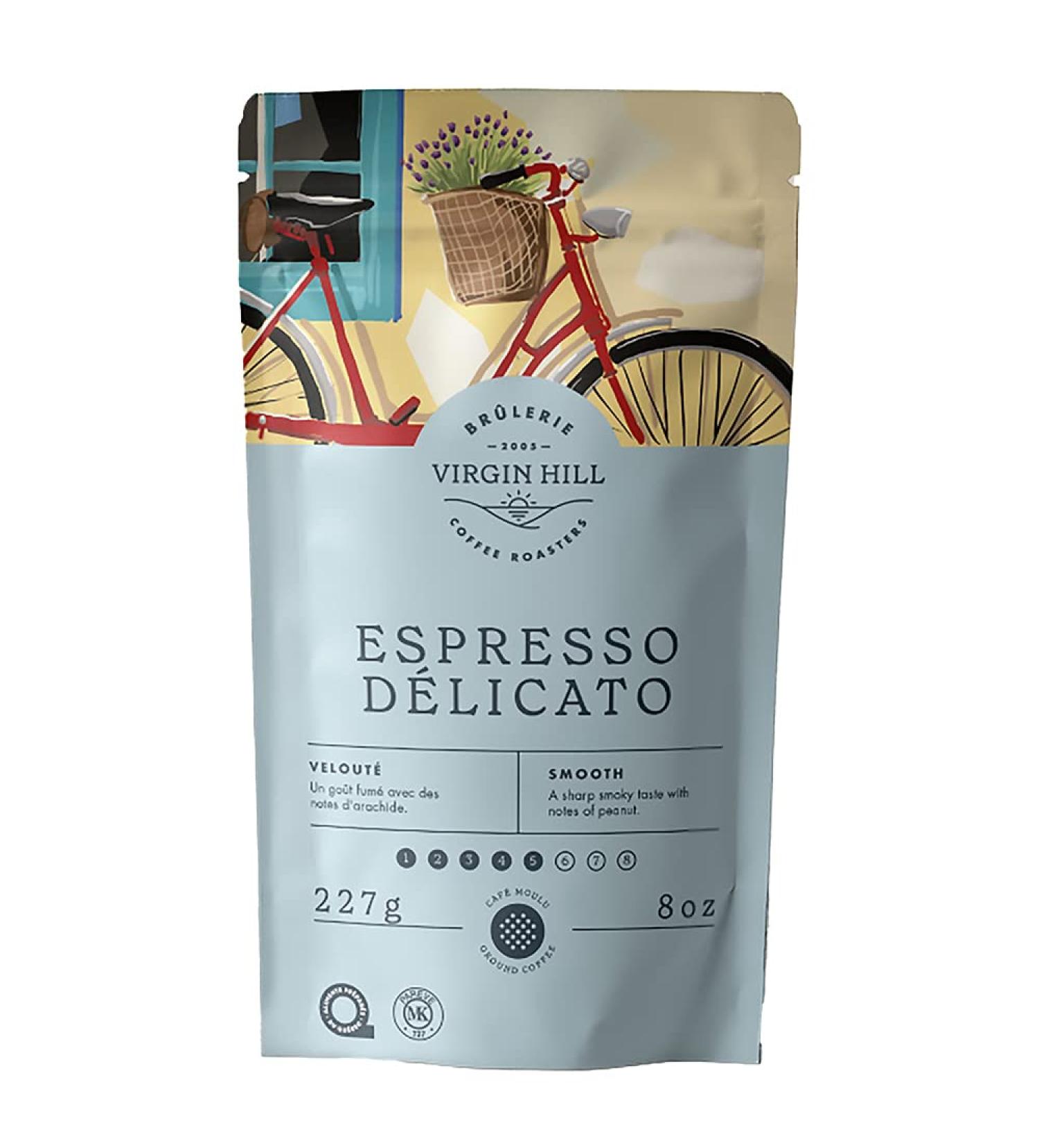 Virgin Hill Coffee - Espresso Delicato - Smooth Intensity & Medium Roast - Half Pound of High-Grade Ground Coffee - 8oz / 227 grams Ground 8 oz. / 227 grams - Buy Online on GoSupps.com