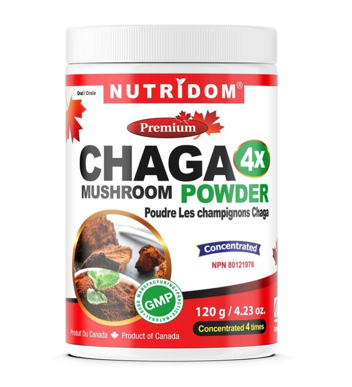 Nutridom Chaga Mushroom Extract Powder 4:1 Concentrate Ratio Easy-to-mix for Chaga Tea Shakes Smoothies Coffee and Tea Non-GMO Vegan Gluten-Free Soy-Free Dairy-Free No Fillers and No Additives (33 Servings) - Buy Online on GoSupps.com