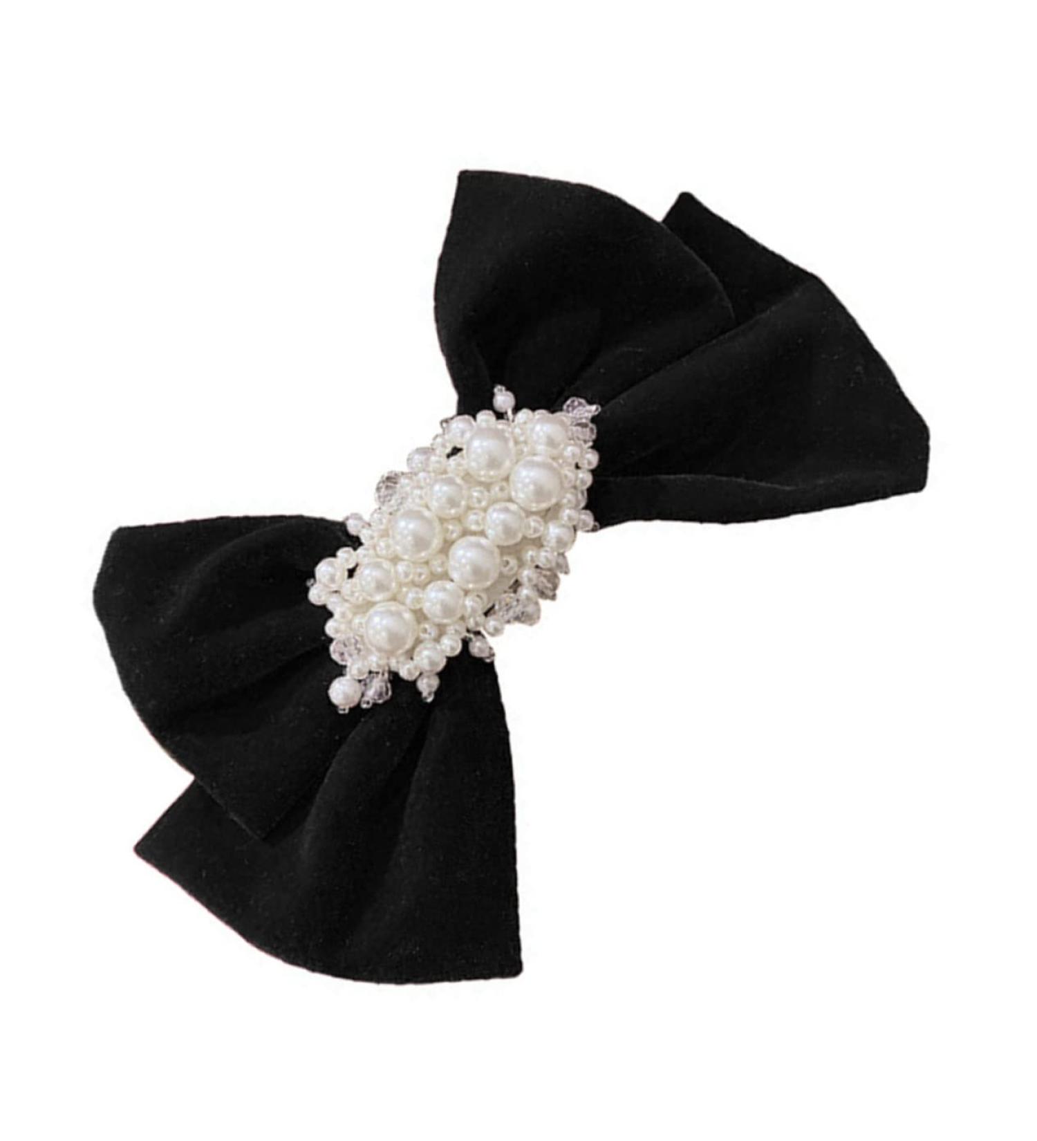 minkissy 1pc Hairpin Bow Hair Clips Grosgrain Hair Bow Wedding Headpieces Big Hair Bow Clip Bow Knot Barrettes Hair Accessories for Women Wedding Fabric Pearl Small and Fresh Girl 17.5X11.5X2.5CM Black - Buy Online on GoSupps.com