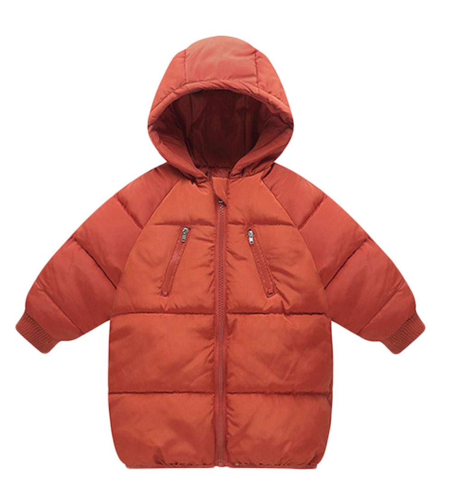 LANBAOSI Kids Winter Hooded Puffer Coat - Orange, 2 Years - Buy Online on GoSupps.com