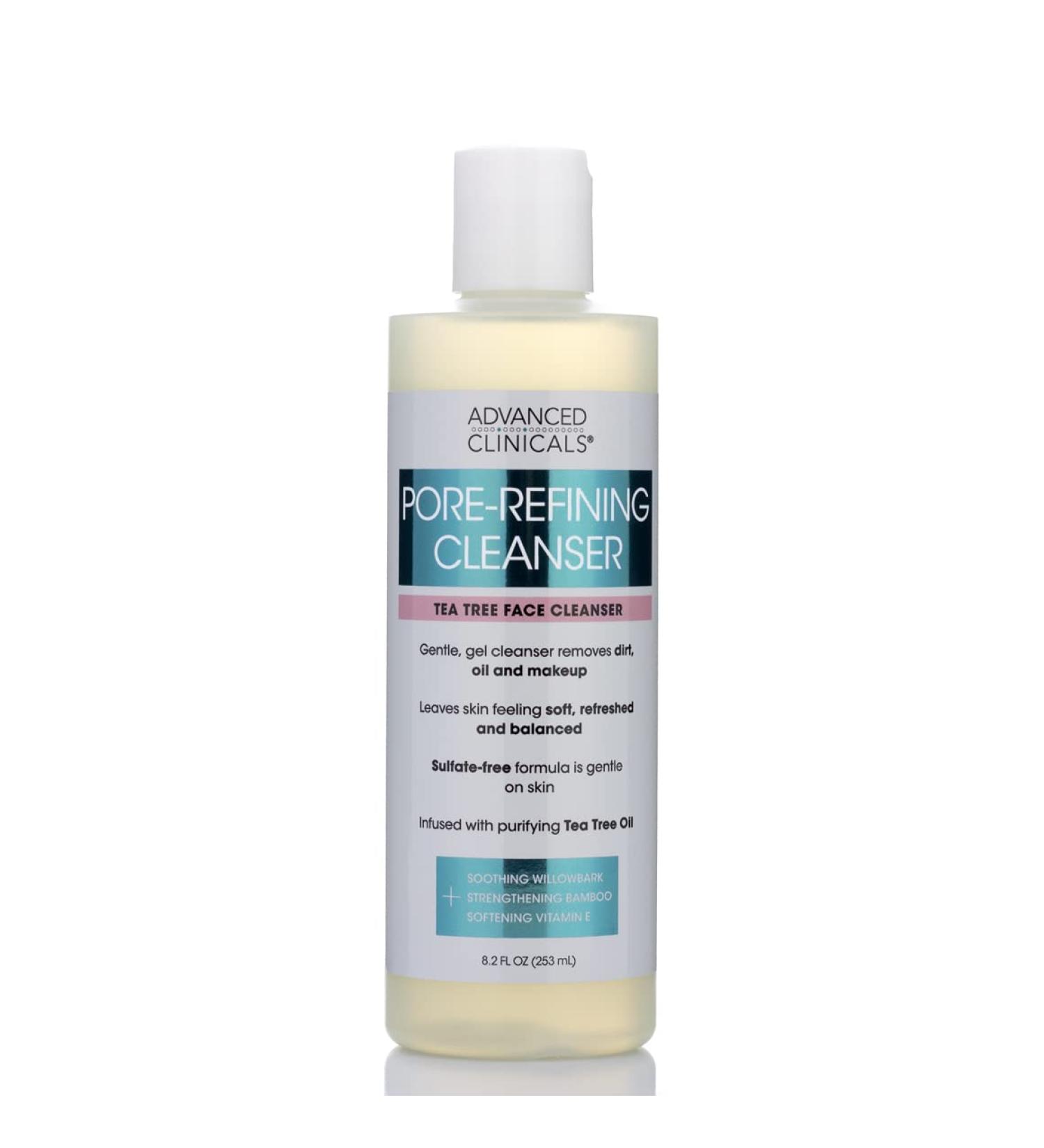 Advanced Clinicals Tea Tree Face Wash 8.2 oz - Pore Refining Gel Cleanser & Makeup Remover - Buy Online on GoSupps.com