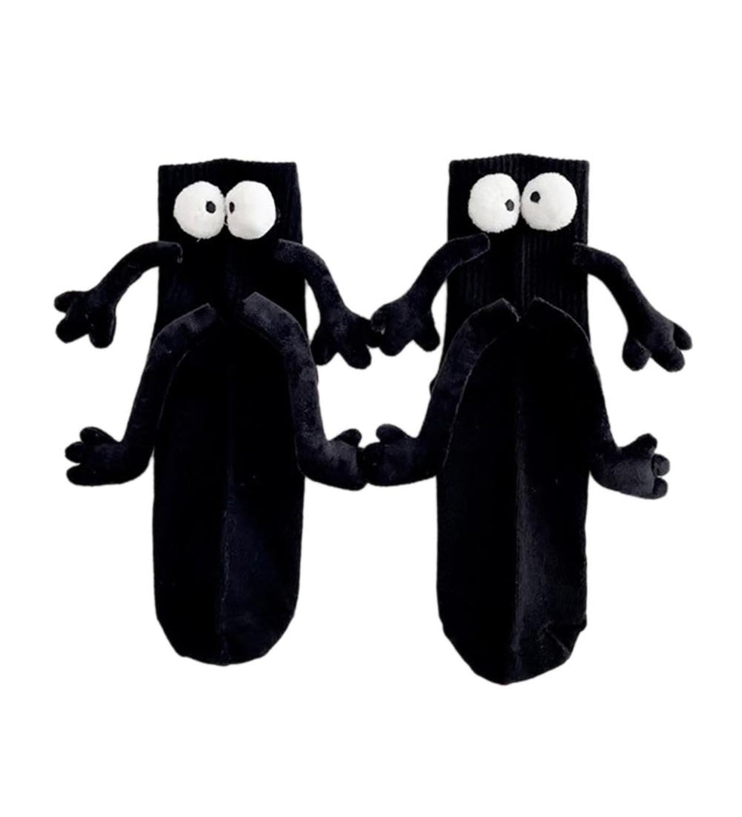 JHIALG Magnetic Suction 3D Couple Socks - Unisex Mid-Tube Cute Holding Hands Design - Black - Buy Online on GoSupps.com