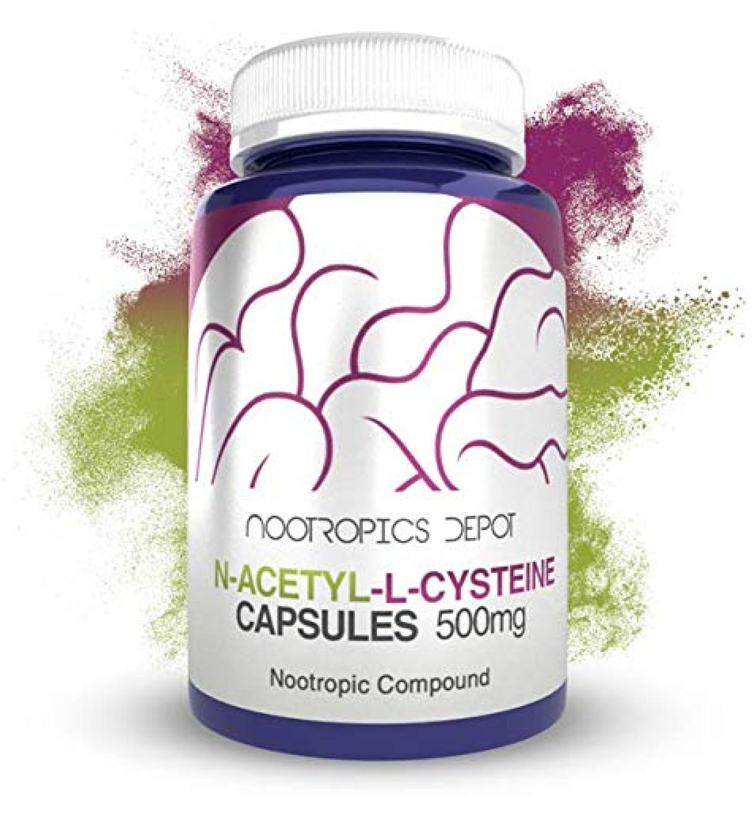 Nootropics Depot N-Acetyl L-Cysteine 500mg Capsules | 180 Count | Liver Support, Cellular Health, Glutathione Boost - Buy Online on GoSupps.com