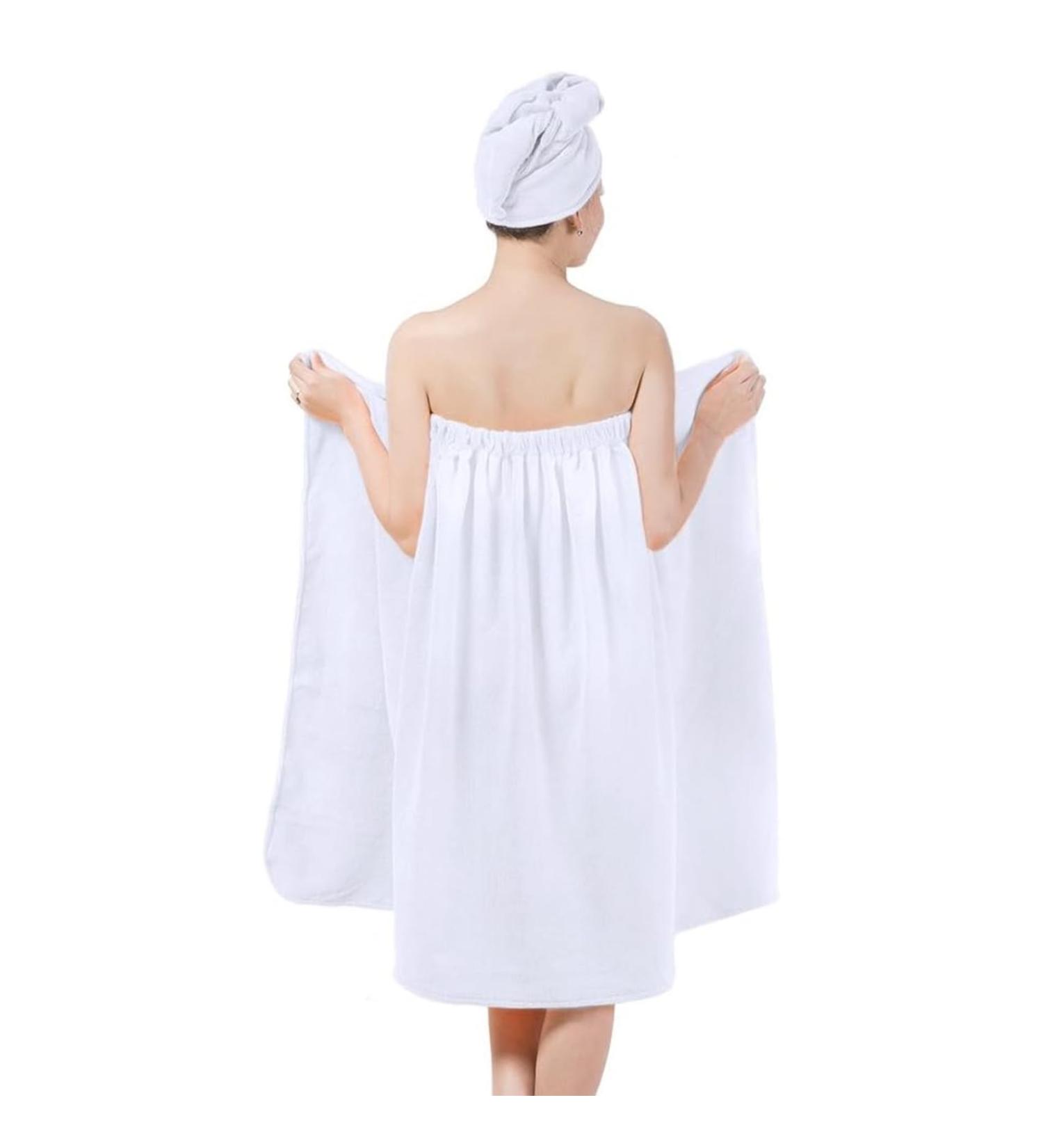 Buy Women's Towel Wrap Set - 2pcs Adjustable Shower Wrap & Microfiber Hair Cap | Soft Absorbent Bathrobe for Home & Travel - Buy Online on GoSupps.com