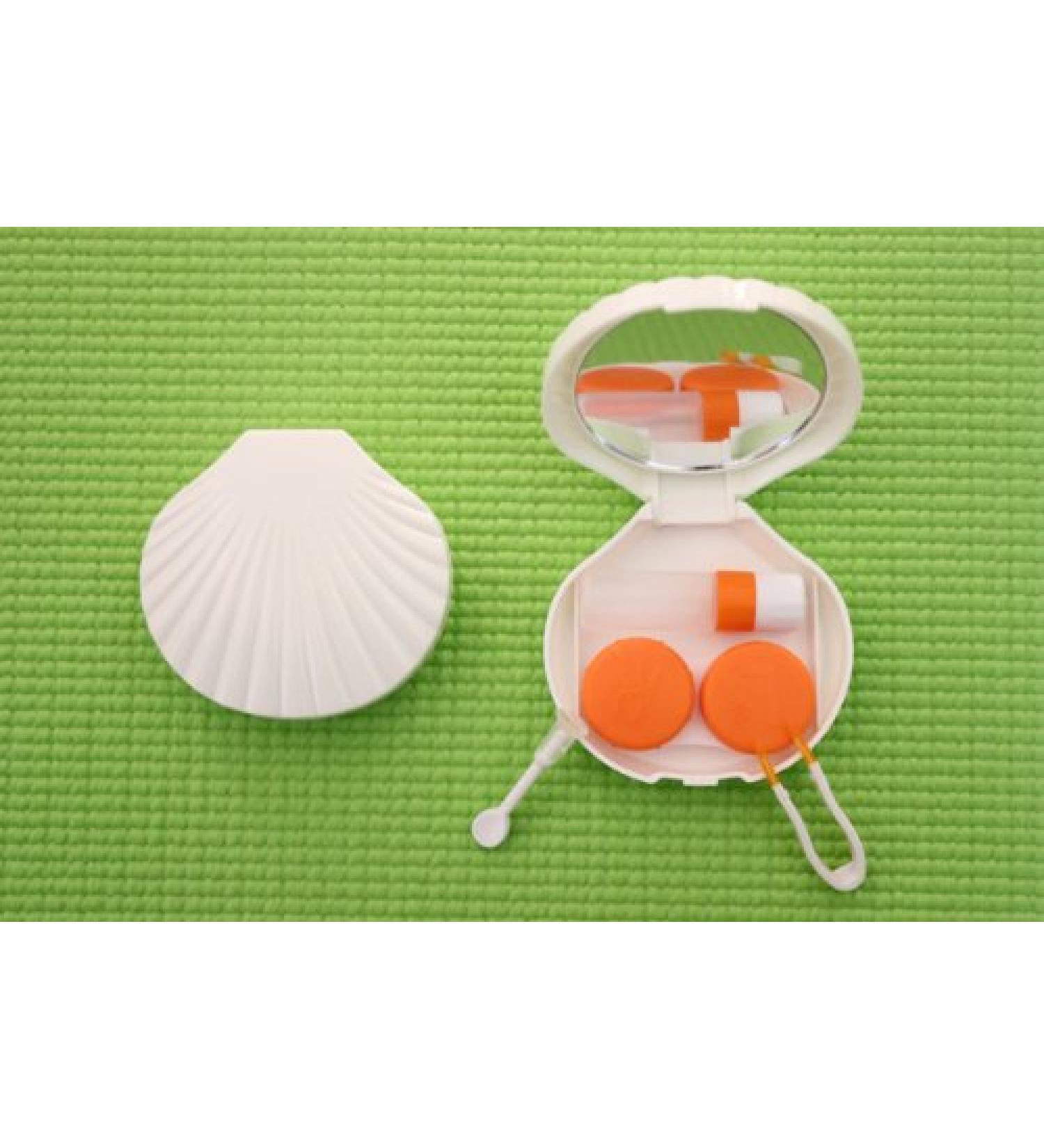 Contact lens case storage container case set mirror snail shell white NEW