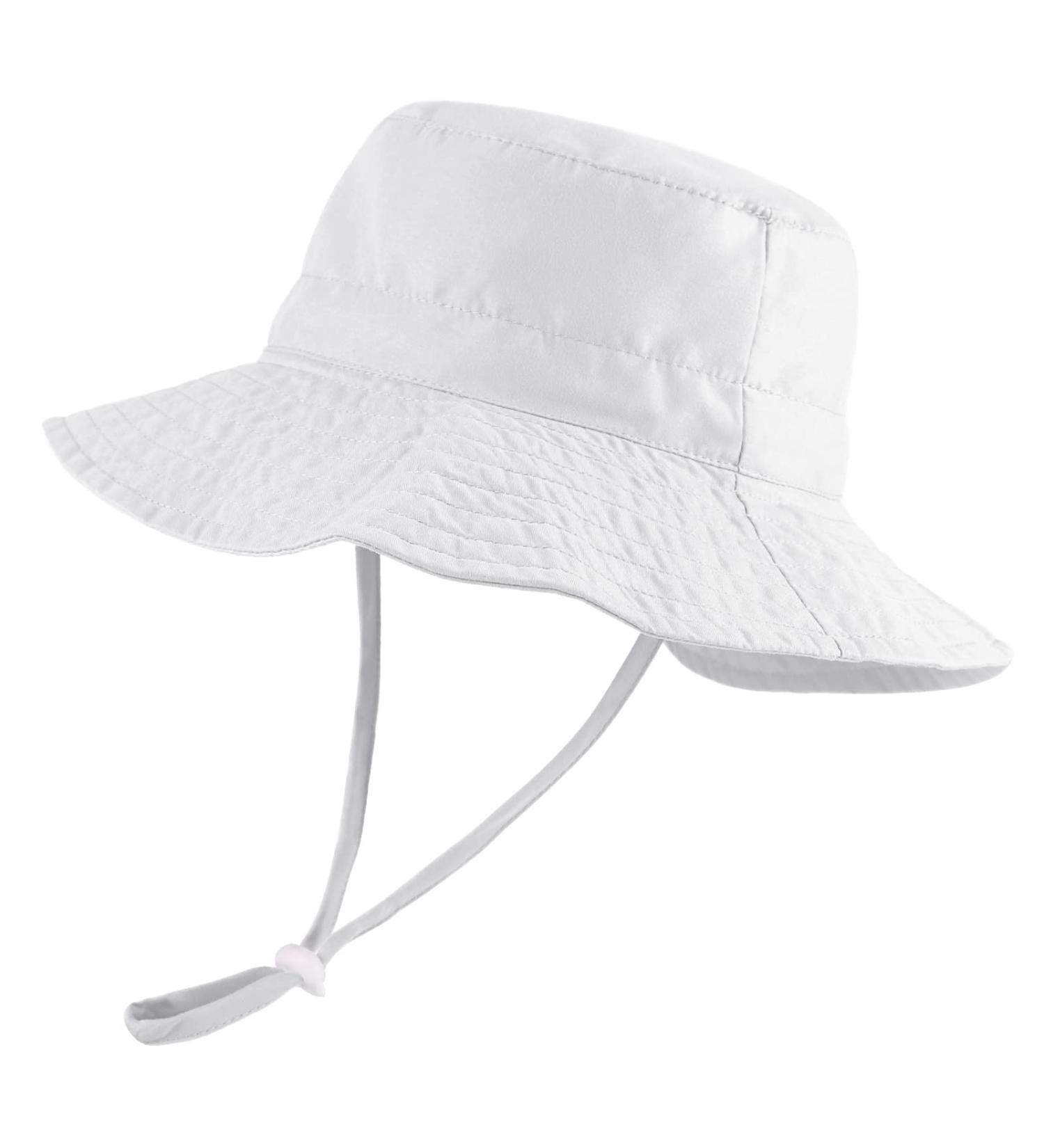 LACOFIA Toddler Baby Sun Hat | Unisex Kids Summer Bucket Hat with Wide Brim | Adjustable | 3-7 Years | White - Buy Online on GoSupps.com