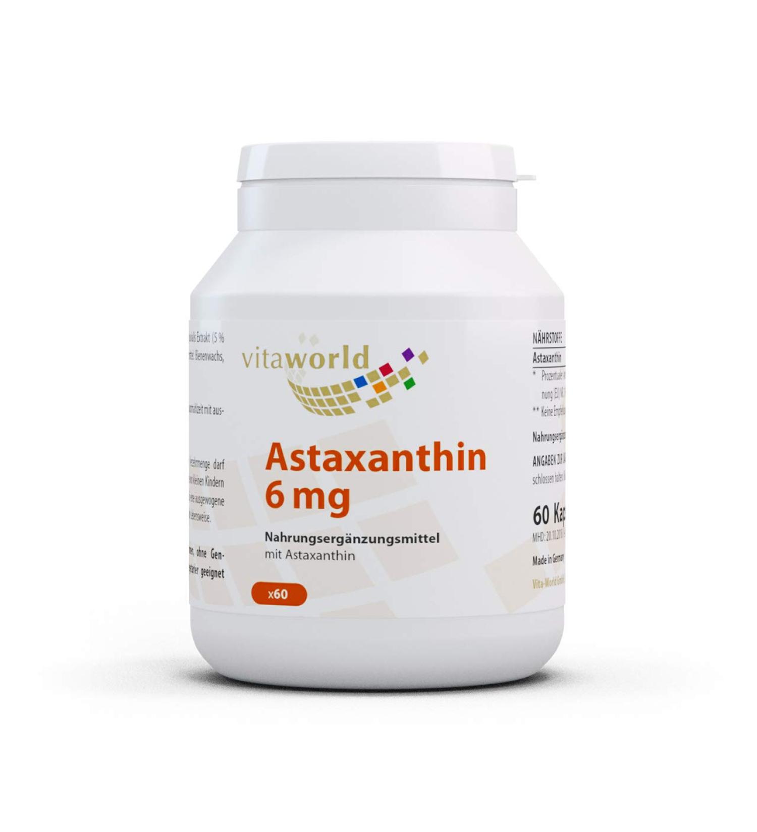 Vita World 3 Pack Astaxanthin 6Mg 3 x 60 Vegetarian Made in Germany