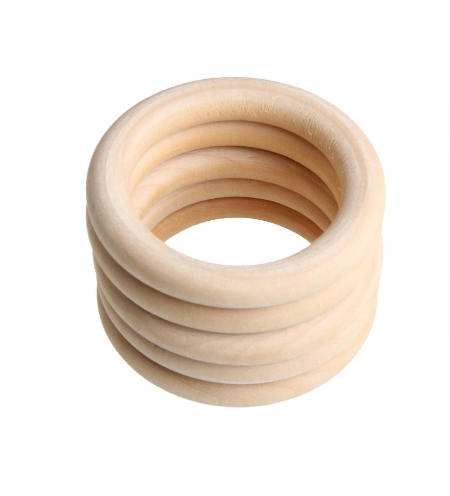 Maxtonser 5pcs 70mm Baby Wooden Teething Rings - Natural DIY Jewelry Crafts Necklace & Bracelet - Buy Online on GoSupps.com