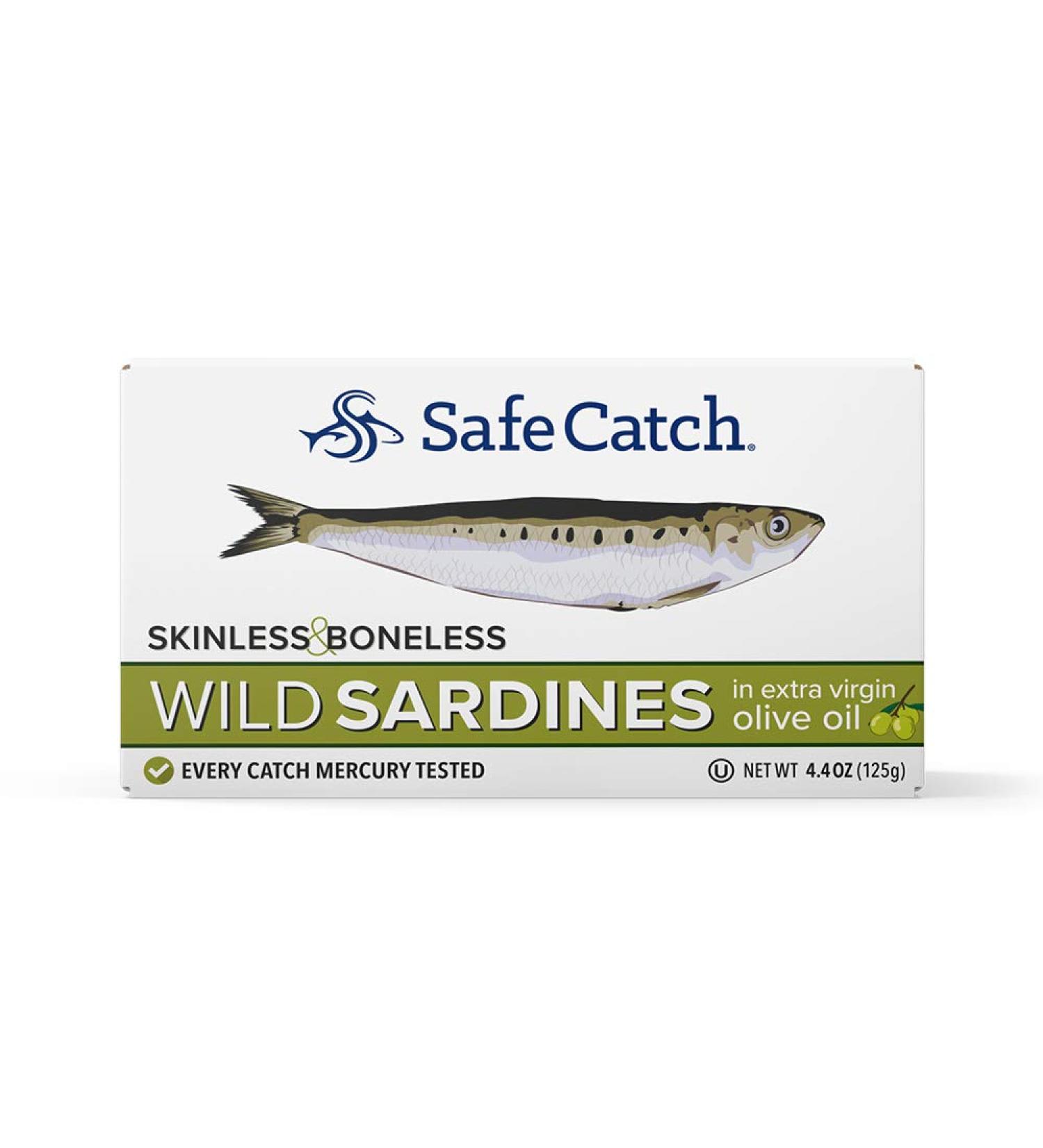 Safe Catch Wild Sardines in Extra Virgin Olive Oil - Pack of 12, 4.4oz Tins - Low Mercury Tested, Keto, Kosher, Non-GMO - Buy Online on GoSupps.com