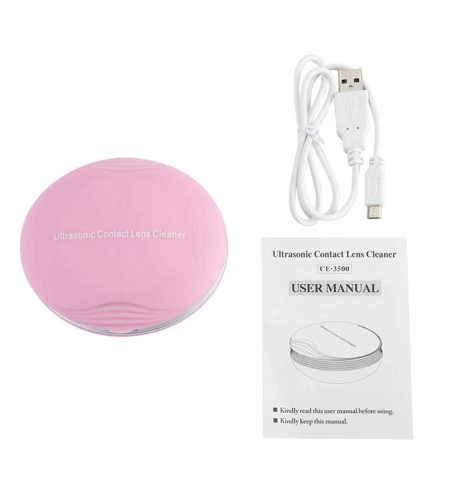 Haofy Ultrasonic Contact Lens Cleaner Machine - Auto Eye Protein Cleaning Case with USB Charger (Pink) - Buy Online on GoSupps.com