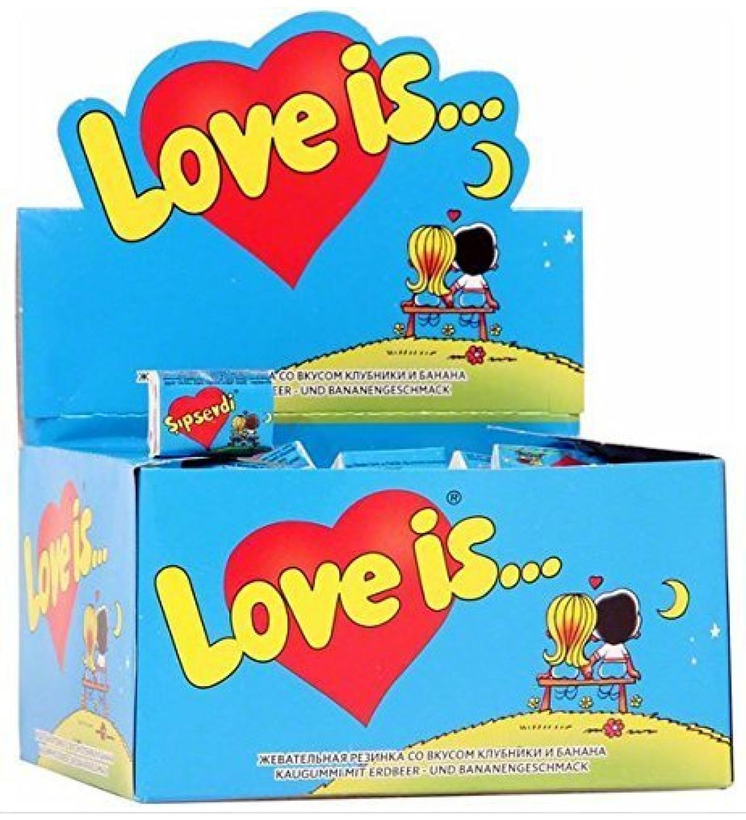 Love Is Bubble Gum Strawberry and Banana Flavoured Sugar Gum 1 Package 100 Pieces - Buy Online on GoSupps.com