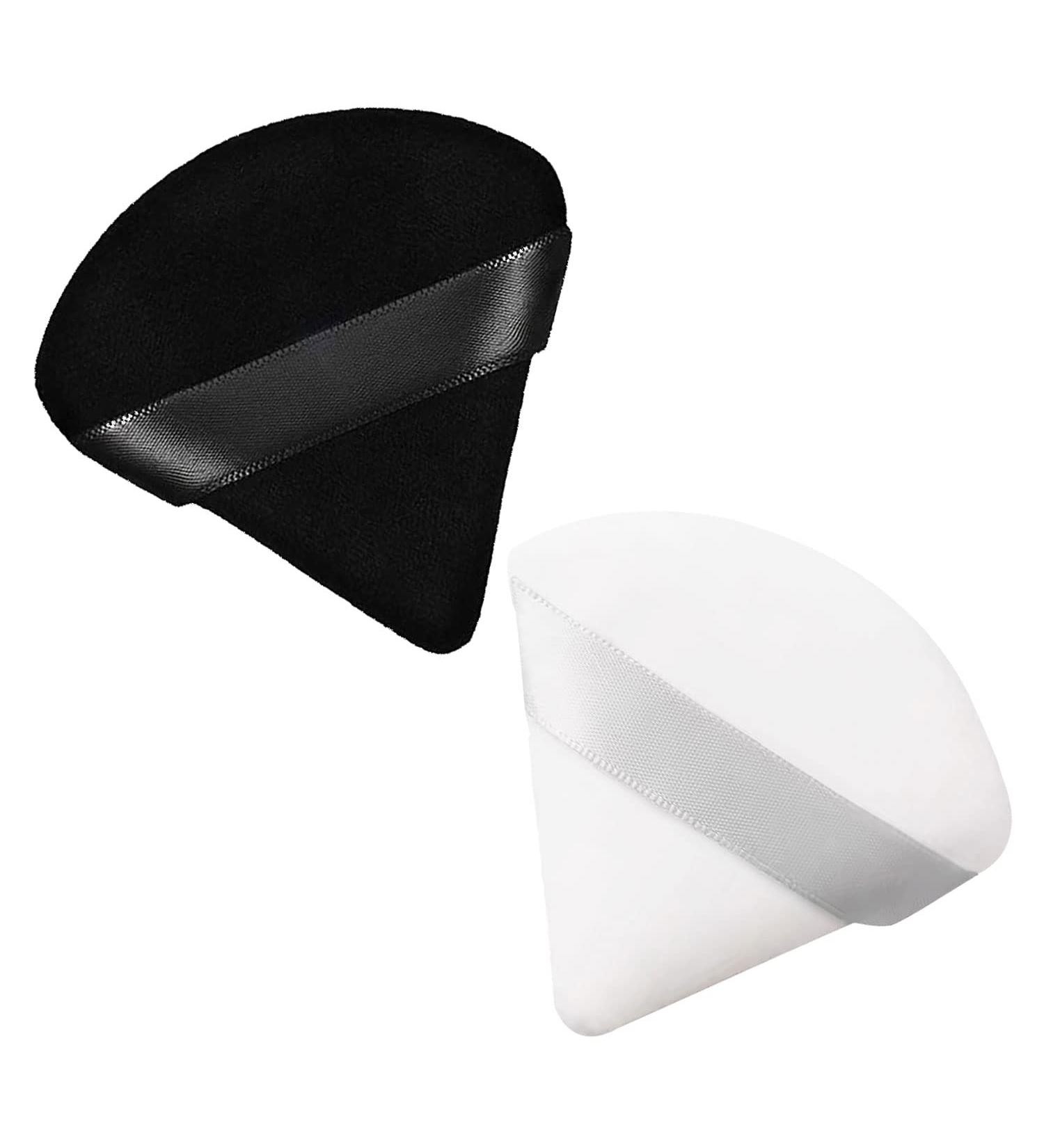 2-Piece Reusable Powder Puffs - Triangle Velor Makeup Applicator for Loose Powder Foundation & Cream - Black & White - Buy Online on GoSupps.com