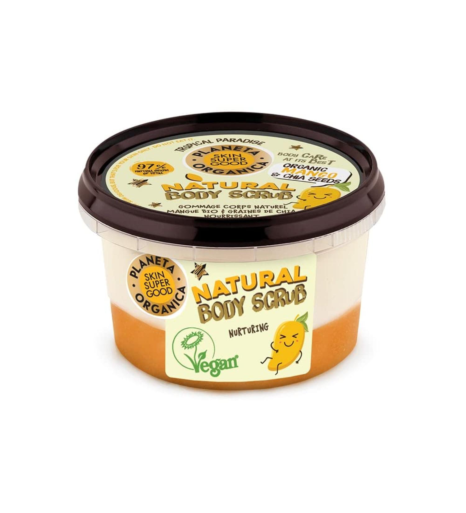 SKIN SUPER GOOD. Natural body scrub Organic Mango & Chia seeds 250 ml