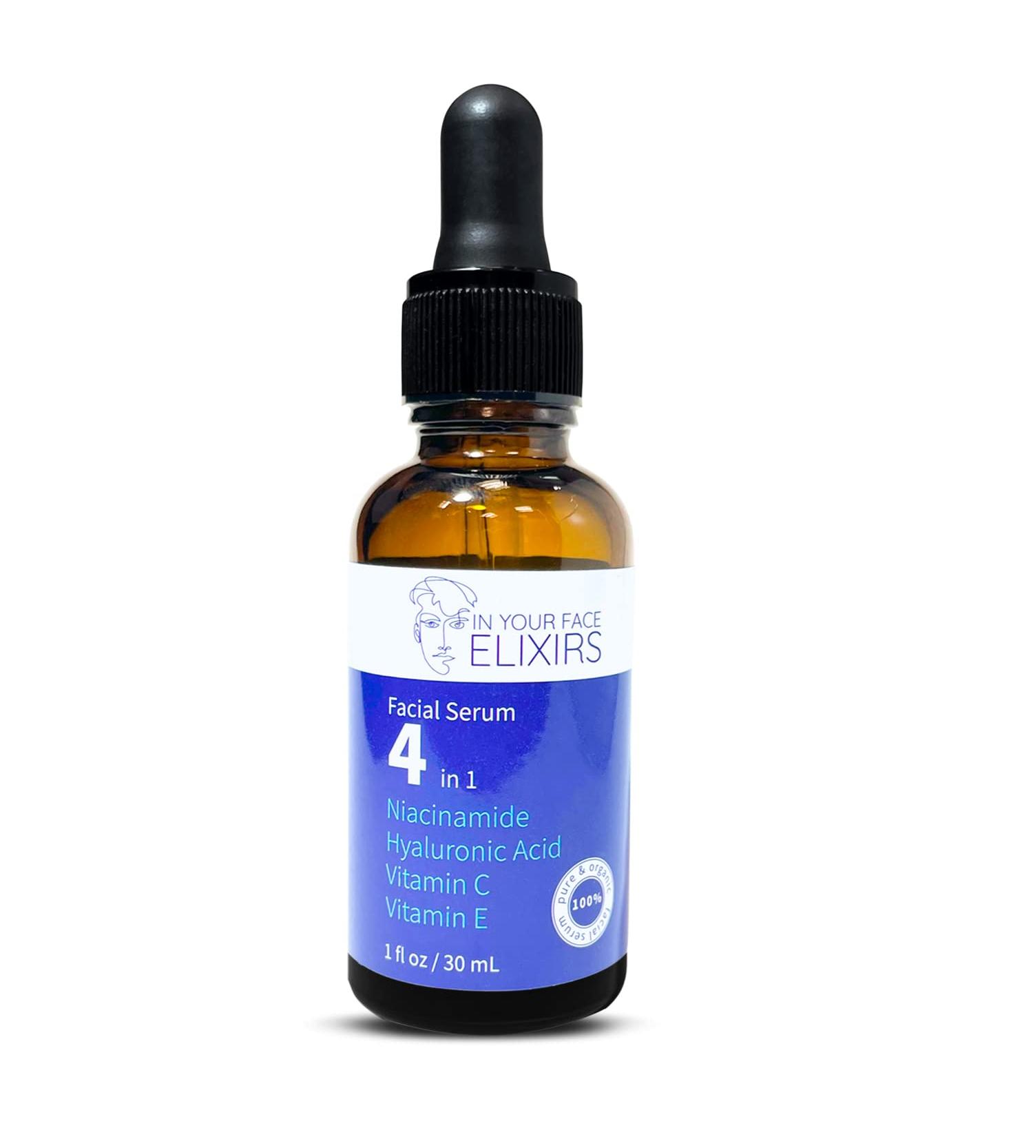 Brightening Face Serum - 4-in-1 Hydrating Vitamin C & Niacinamide Serum with Hyaluronic Acid & Vitamin E - 1 Oz | International Shipping Available - Buy Online on GoSupps.com