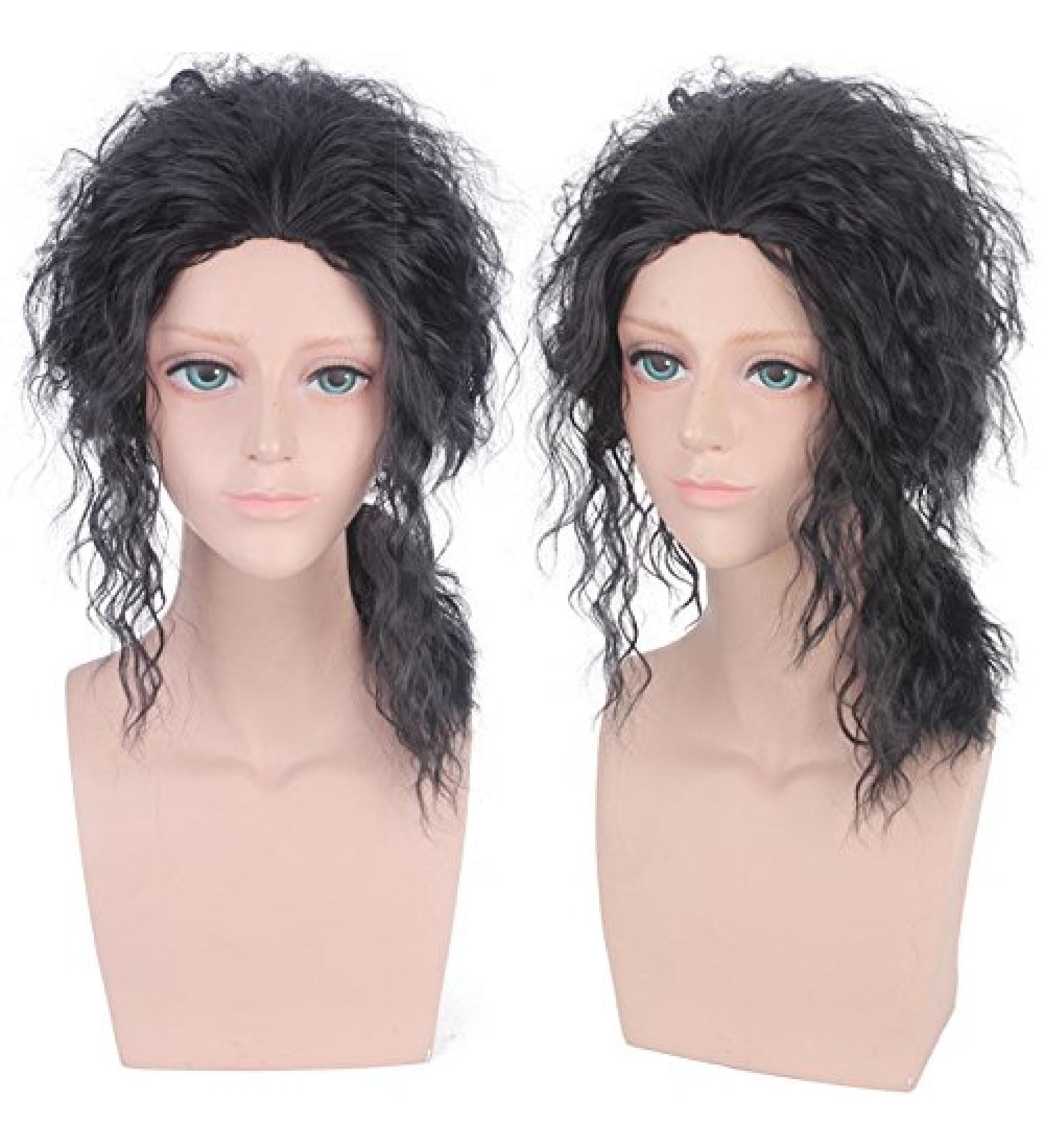 Stylish Long Curly Black Wig for Weddings Runway Interviews & Cosplay - Men's Fashion Hairpiece - Buy Online on GoSupps.com