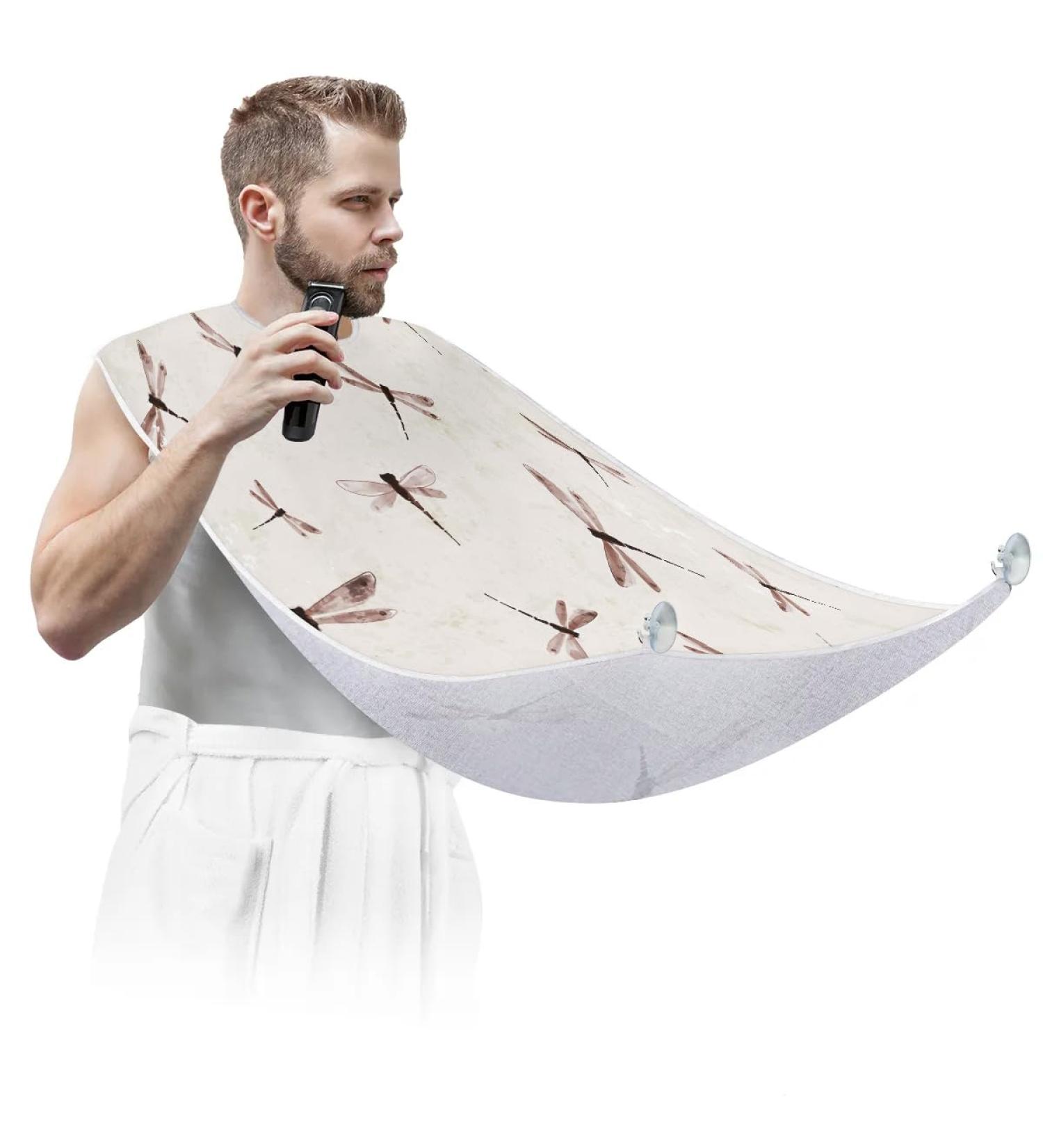 Dragonflies Beard Bib Apron | Waterproof Hair Catcher for Men | Non-Stick Grooming Cape with Suction Cups | Ideal Gift for Shaving and Trimming - Buy Online on GoSupps.com
