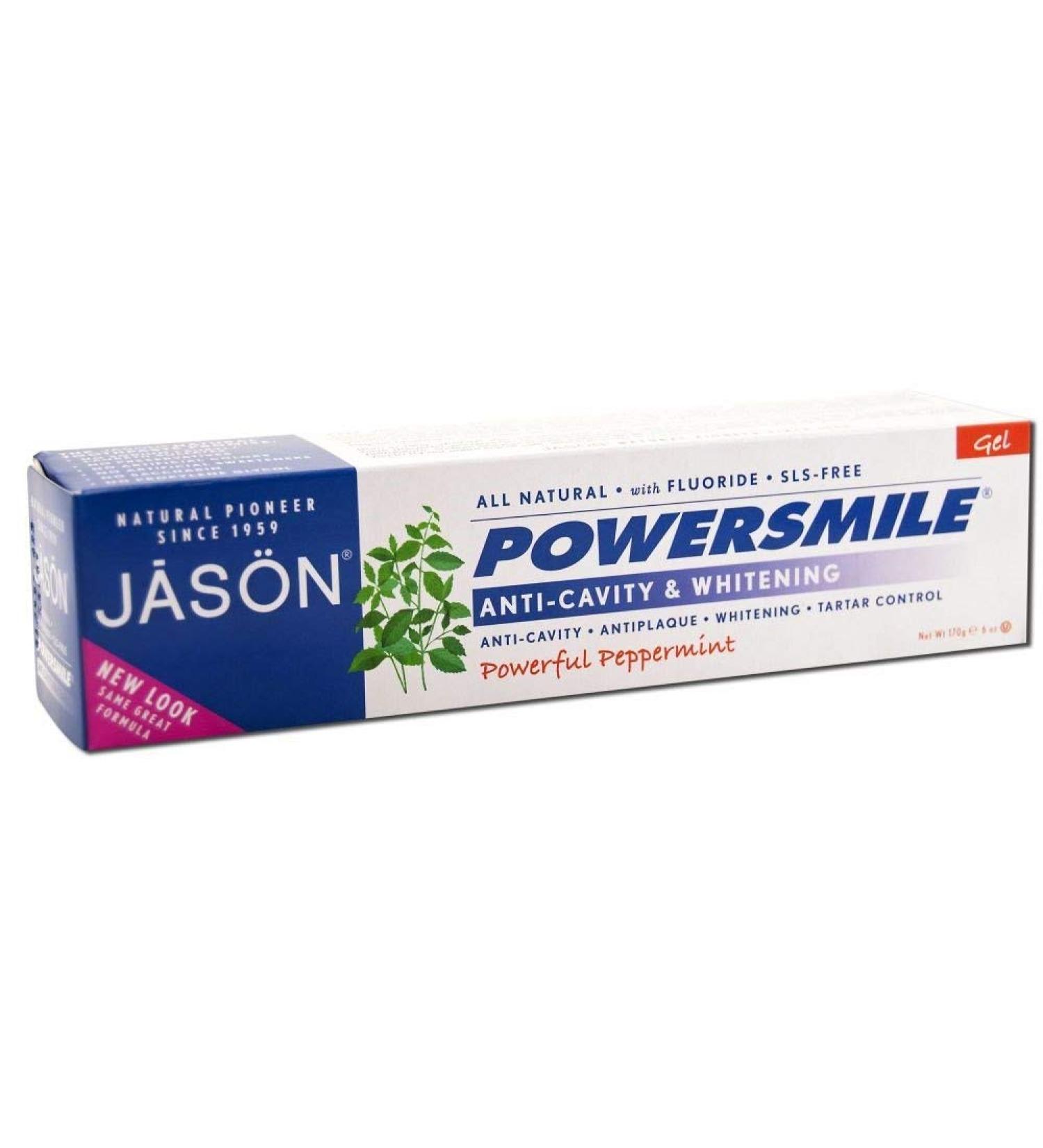 Jason Natural PowerSmile Anti-Cavity & Whitening Gel - Powerful Peppermint 6 oz | Best Dental Care - Buy Online on GoSupps.com