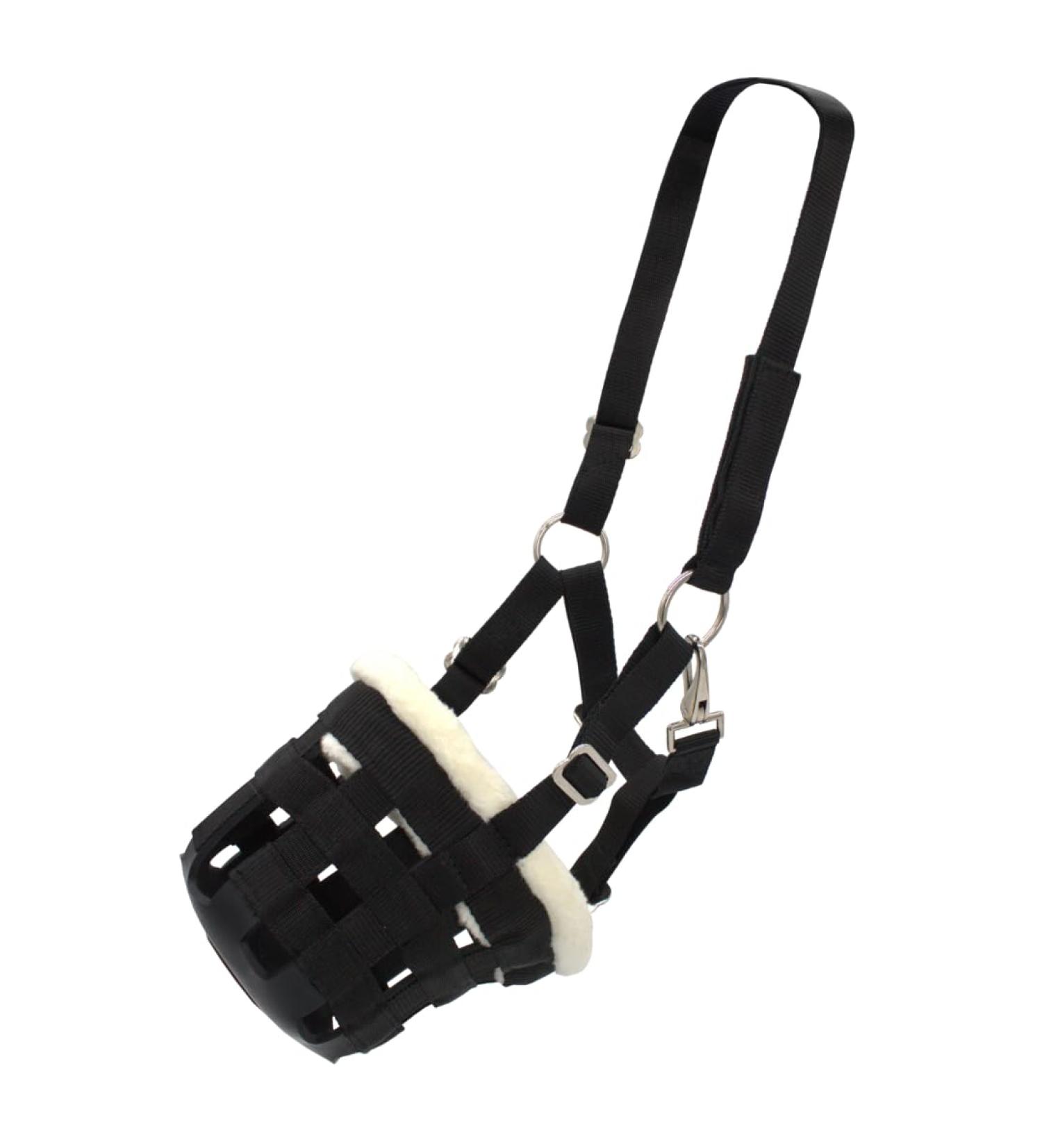 PFIFF 102979 Muzzle with Feed Stop - Soft Faux Fur Headpiece for Cob & Thoroughbred Horses | Buy Internationally - Buy Online on GoSupps.com