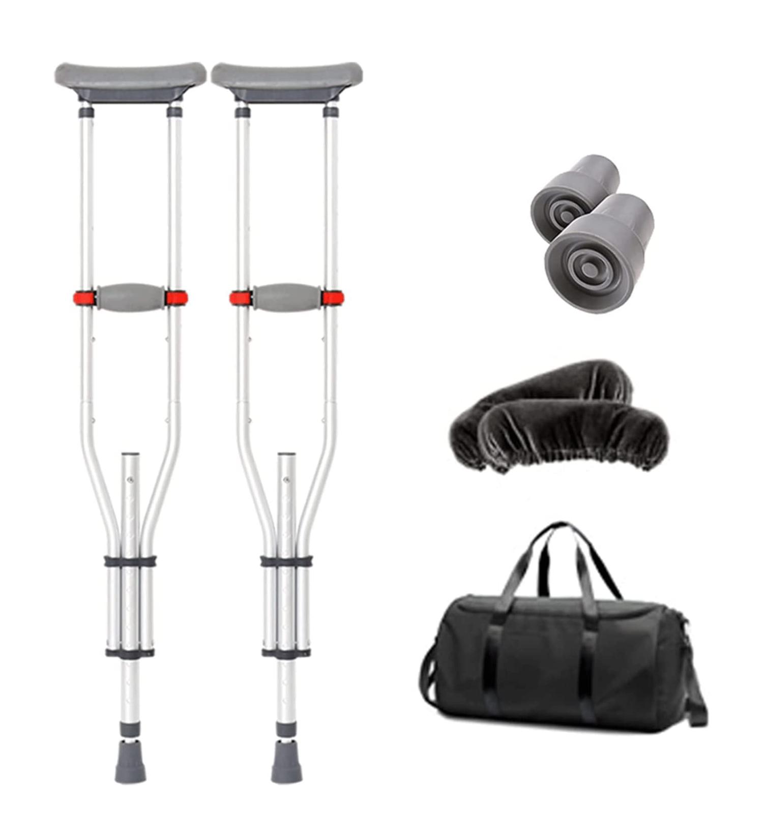 Pair of Underarm Crutches Aluminum Folding Crutches Push-Button Height Adjustment Axillary Crutches w/Carrying Bag for Adults or Youth from 135 to 195cm Independence - Buy Online on GoSupps.com