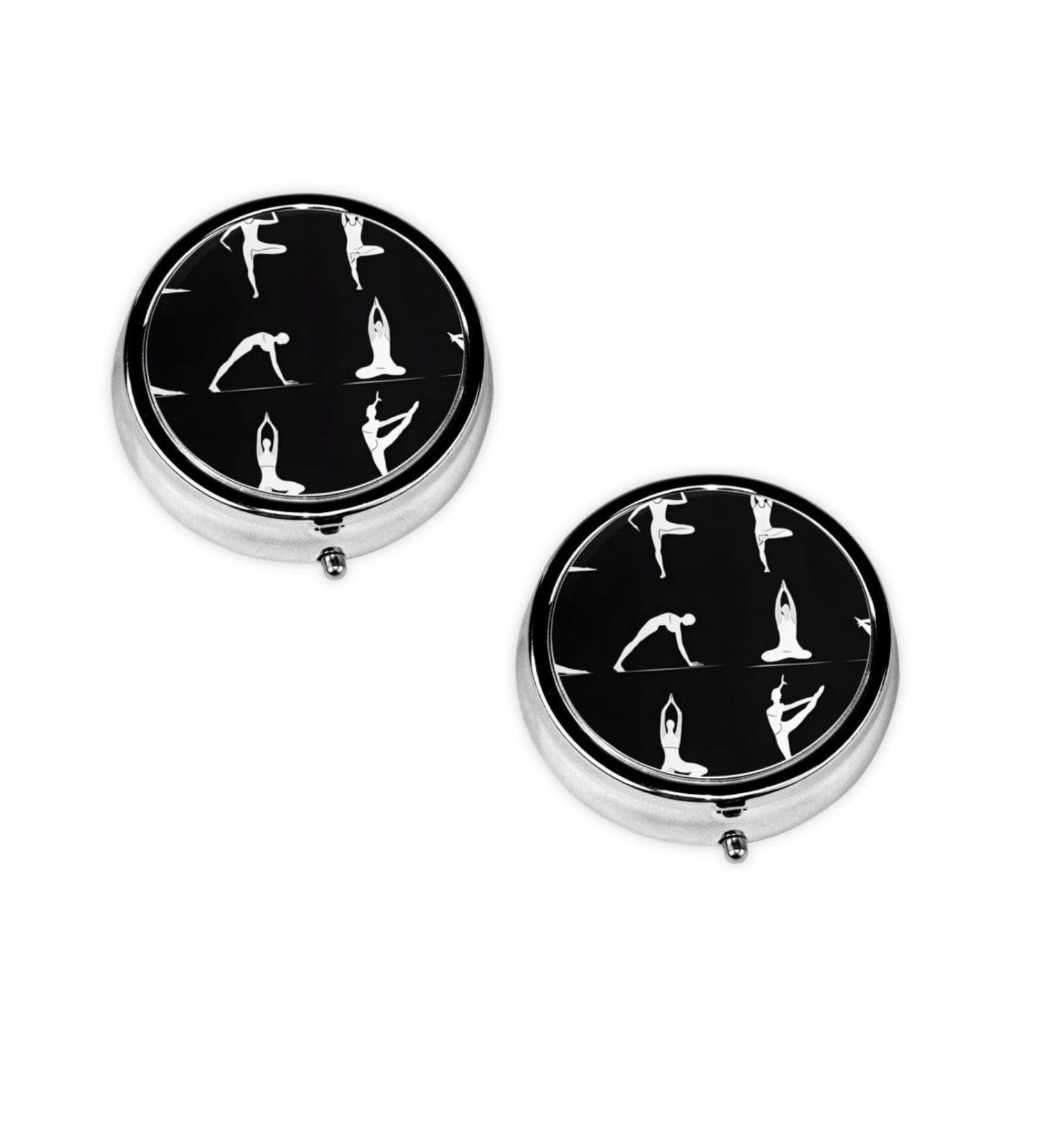 Yoga Printed Mini Round Pill Box | 3 Compartment Travel Organizer | Portable Medicine Case for Home & Office - Buy Online on GoSupps.com