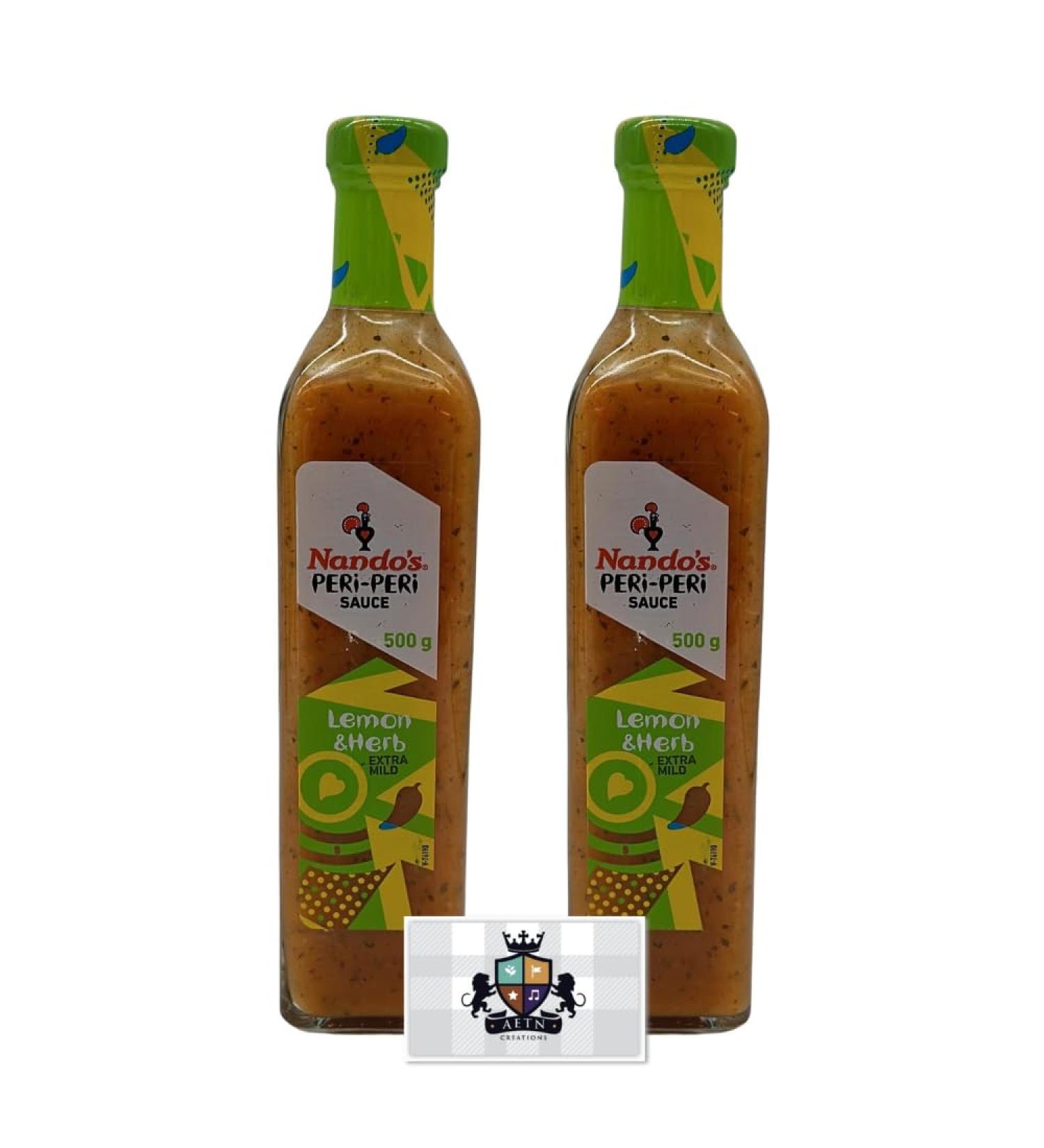 AETN Creations Nando's 2x500g Peri-Peri Lemon and Herb Zesty Flavourful Sauce for Marinating Add a Spicy and Tangy Twist to your Dishes with AETN Fridge Magnet - Buy Online on GoSupps.com