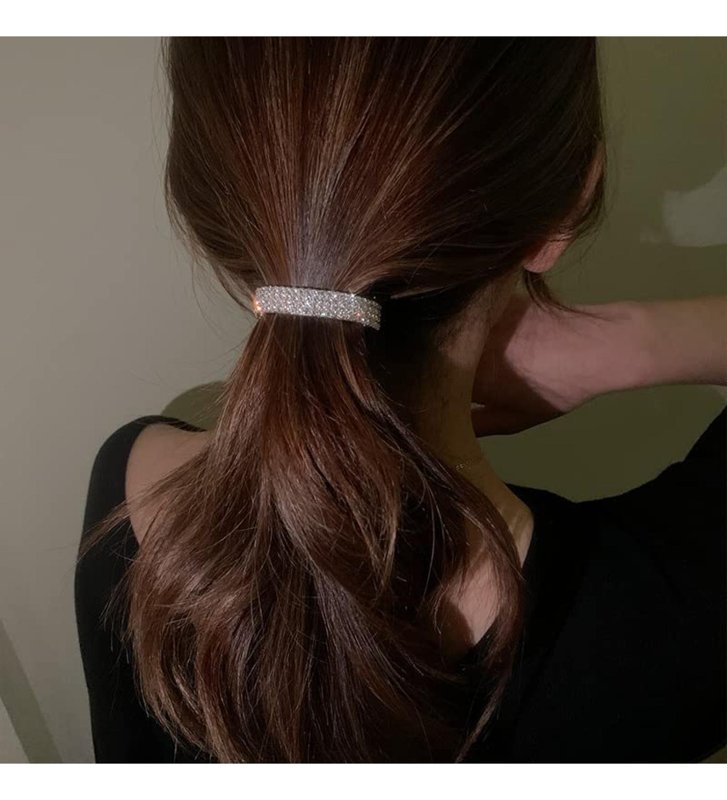 Wendalern Boho Rhinestone Ponytail Holder Cuffs Geometric Hair Holder Clip Headband Silver Crystal Ponytail Hair Clip Band Wedding Ponytail Barrette Hair Accessories for Women and Girls - Buy Online on GoSupps.com