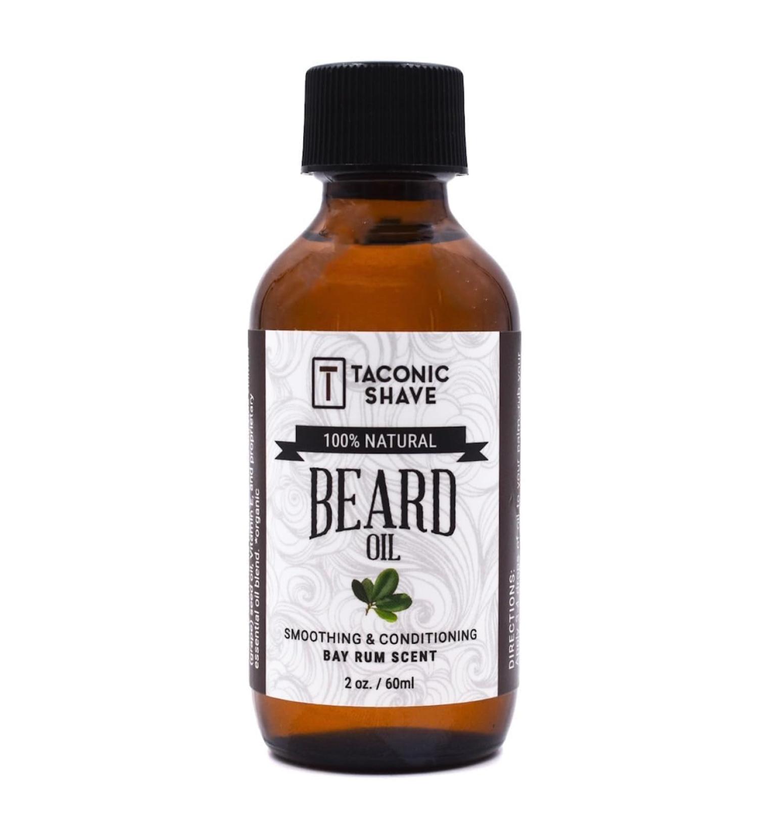 Taconic Shave Premium Huile barbe enti rement naturelle - Bouteille de 2 onces - Bay Rum - Buy Online on GoSupps.com