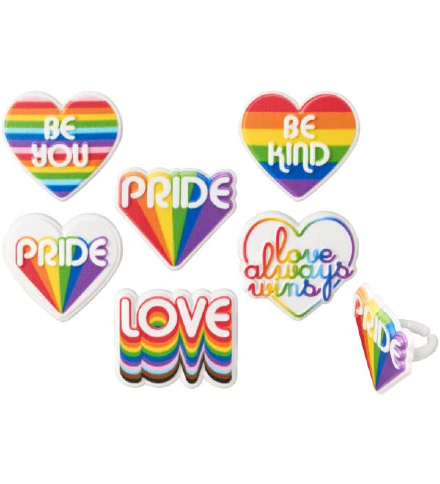 SugarMeLicious Pride Cupcake Rings Pride Themed Cake Toppers Adult Party Supplies (24-Pack)