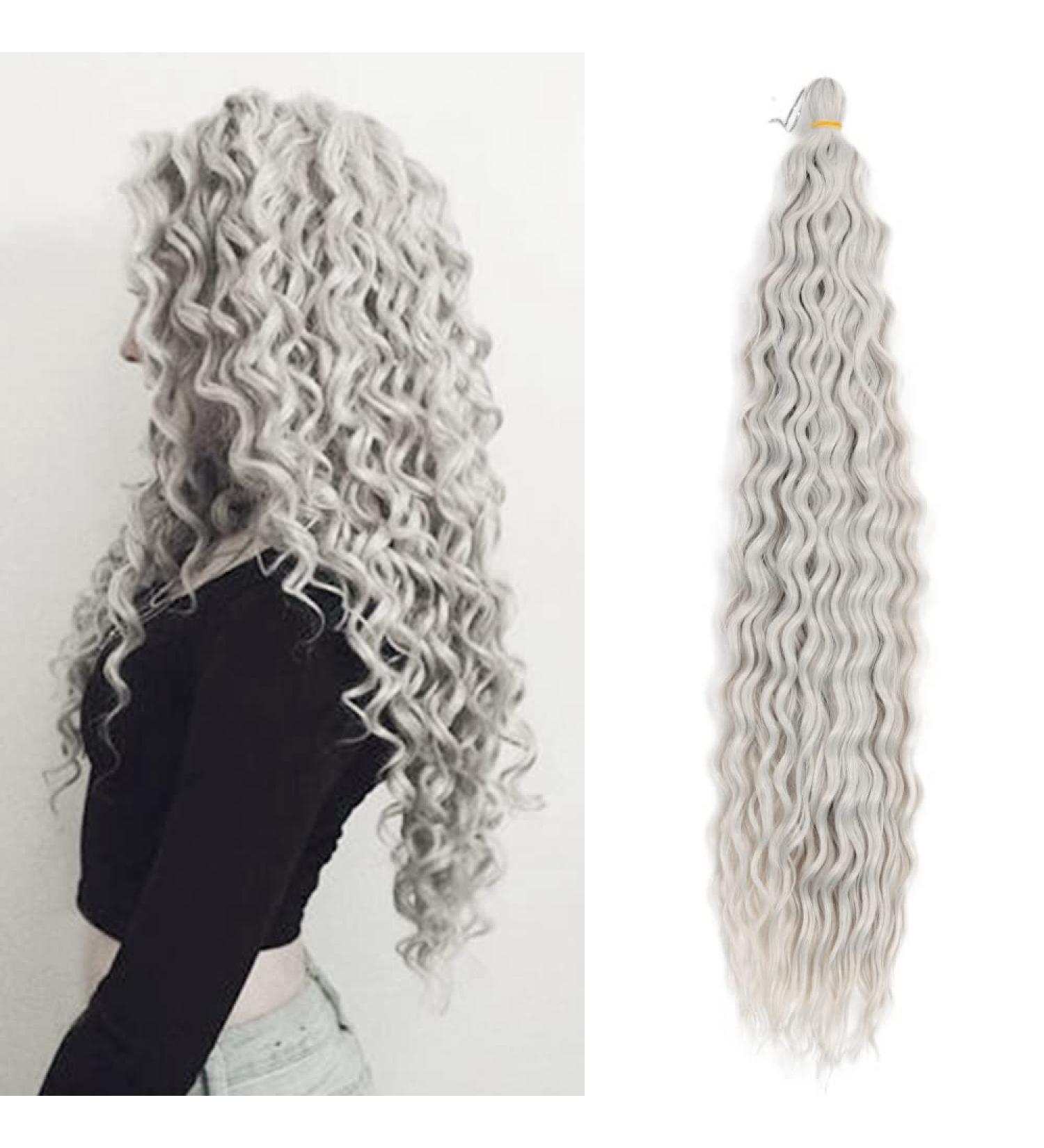 DSOAR Deep Twist Crochet Hair - 22 Ombre Kinky Curl Braiding Hair Extensions - 3 Packs Silver/Gray Synthetic Hair - Buy Online on GoSupps.com