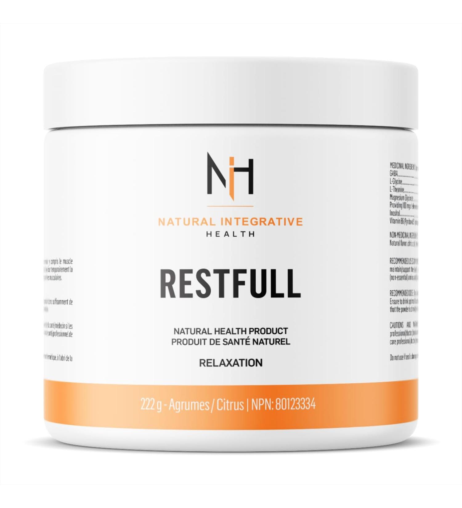 NIH Supplement - Restfull Citrus Flavor - Deep Sleep Stress Relief & Relaxation - Calms Mind Reduces Anxiety - GABA Inositol L-Theanine Glycine Magnesium & Vitamin B6 - Non-GMO Vegan-Friendly