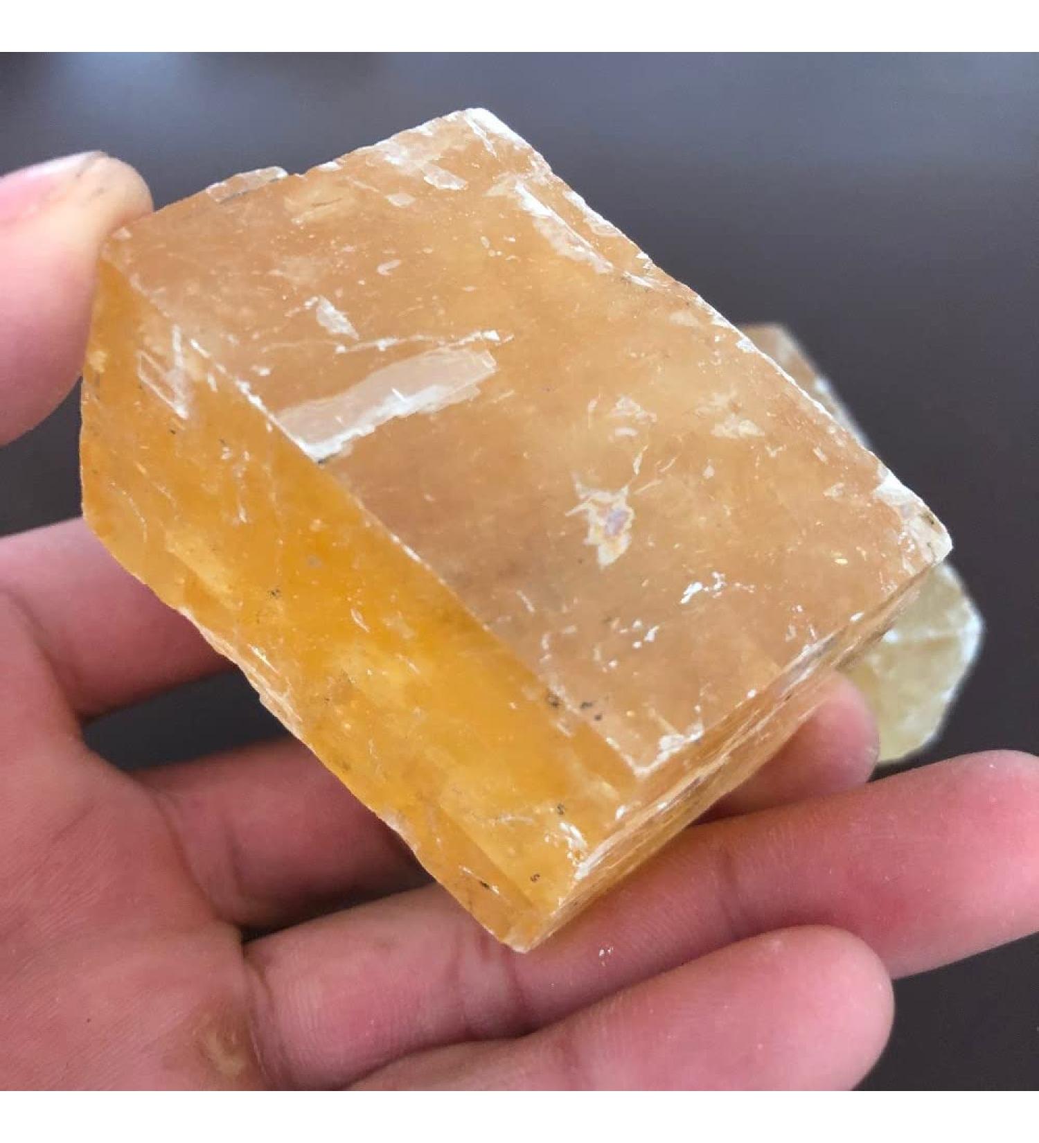 1pcs Crystal Stone Calcite Quartz Stone Rhombus Raw Specimen Natural Yellow calcspar Gemstone - Buy Online on GoSupps.com