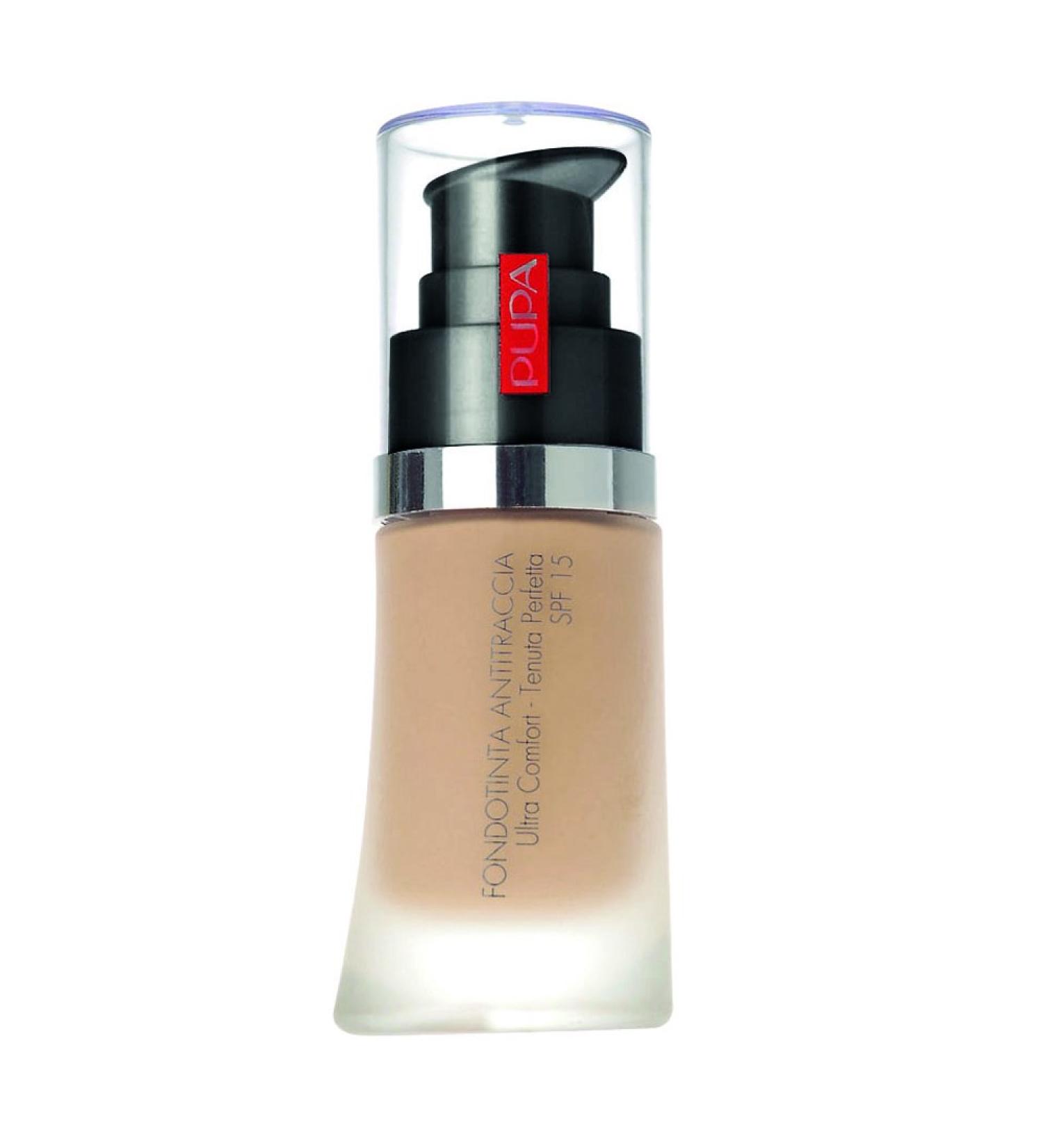 Pupa Pupa No Transfer Liquid Foundation (light beige color) Liquid makeup with perfect hold and total comfort long-lasting water and humidity resistant SPF 15 (30 ml)