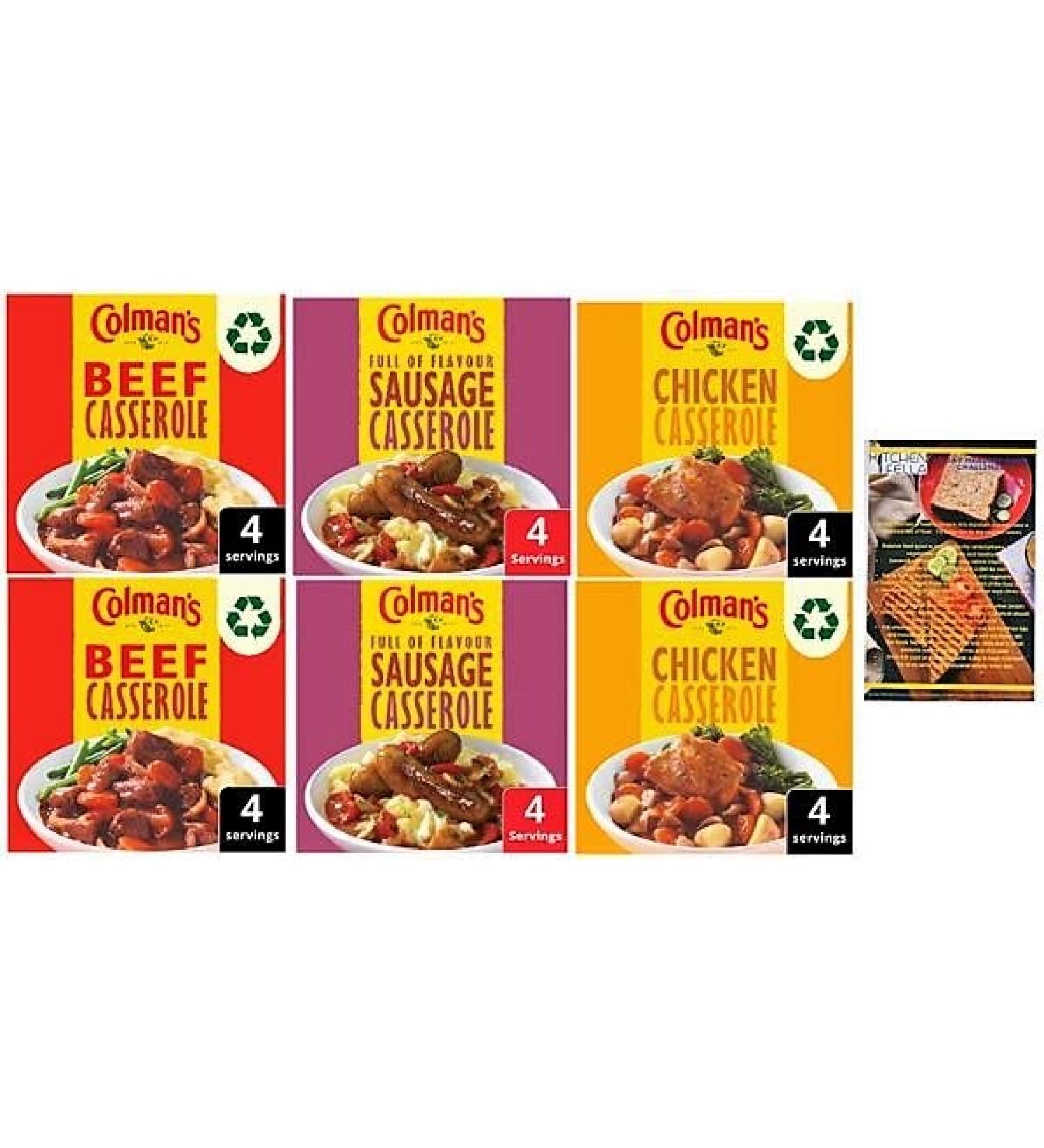 kitchen fella Colman's Recipe Packet Mix Casserole Variety Chicken Casserole (x2) Sausage Casserole (x2) Beef Casserole (x2) 14 Day Healthy Eating Challenge - Buy Online on GoSupps.com