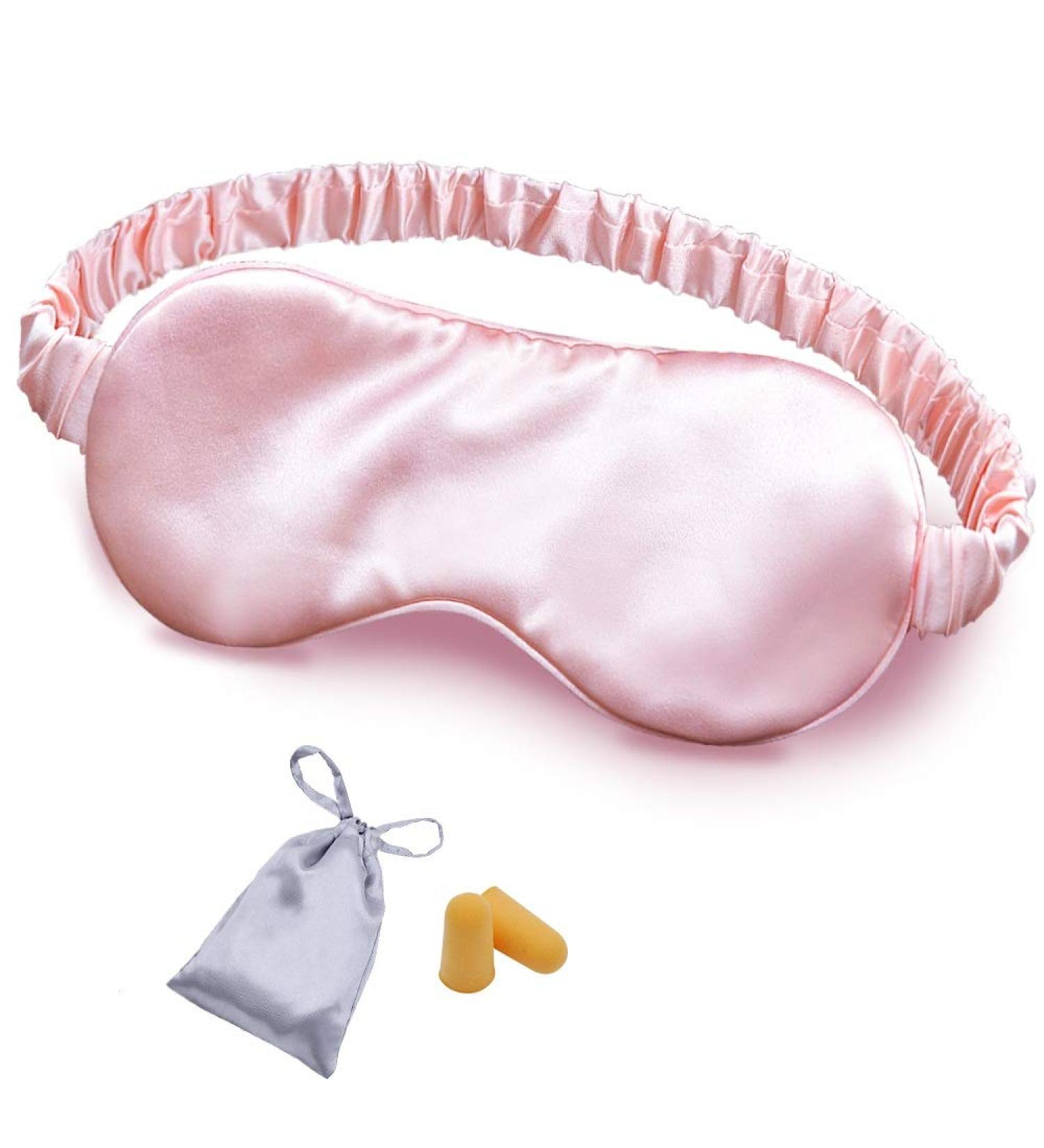 Luxurious Silk Sleep Mask with Double Layer Filling - Pink - Buy Online on GoSupps.com
