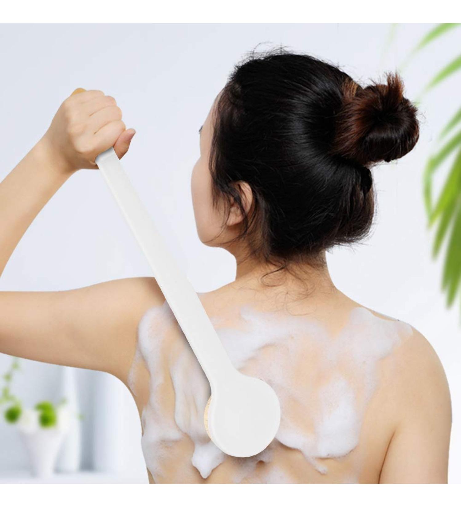 White Ergonomic Body Scrubber with Hanging Hole - Ideal for Hotels, Bathrooms, and Toilets - Buy Online on GoSupps.com