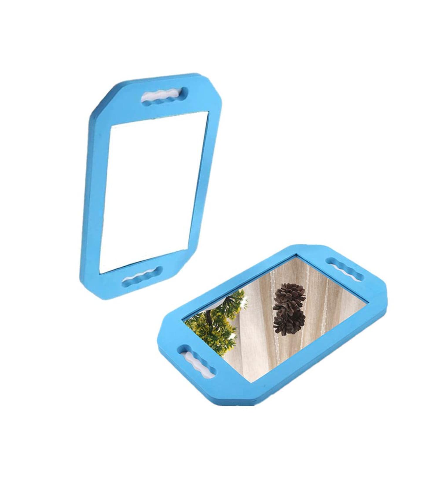 Mpowtech Handle Mirror - 2 Pack Double Handle Handheld Mirrors for Barbershop - Lightweight Foam Barber Mirror for Hair and Beauty Salon (Blue) - Buy Online on GoSupps.com