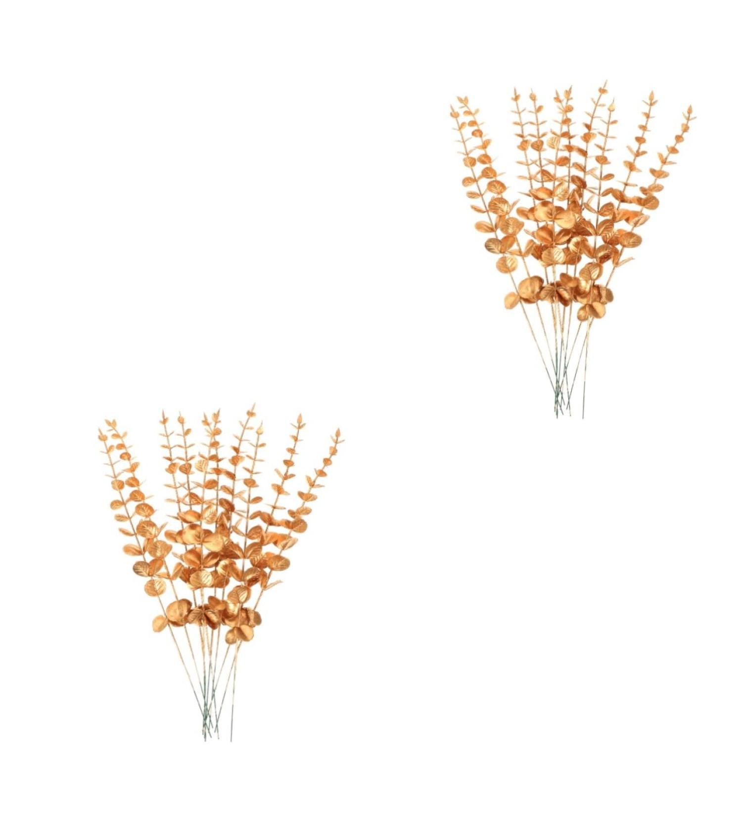 Zerodeko 20 Pcs Eucalyptus Leaves Artificial Leaves Artificial Greenery Stems Artificial Flowers Wedding Centerpiece Home Decor Gold Wedding Decor Household Decor Vase Bouquet Plastic Touch Goldenx2pcs 38X3CMx2pcs - Buy Online on GoSupps.com