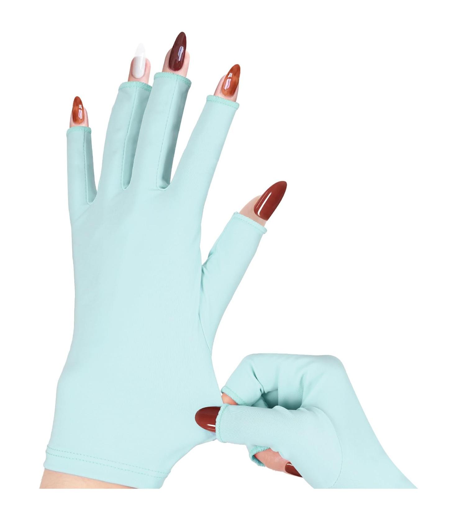chemotex UV Nail Gloves Professional UPF50+ Protection UV Gloves for Gel Manicures Art Skin Care UV Gloves for Gel Nail Lamp Fingerless Gloves for Protect Hands from Harm Blue - Buy Online on GoSupps.com