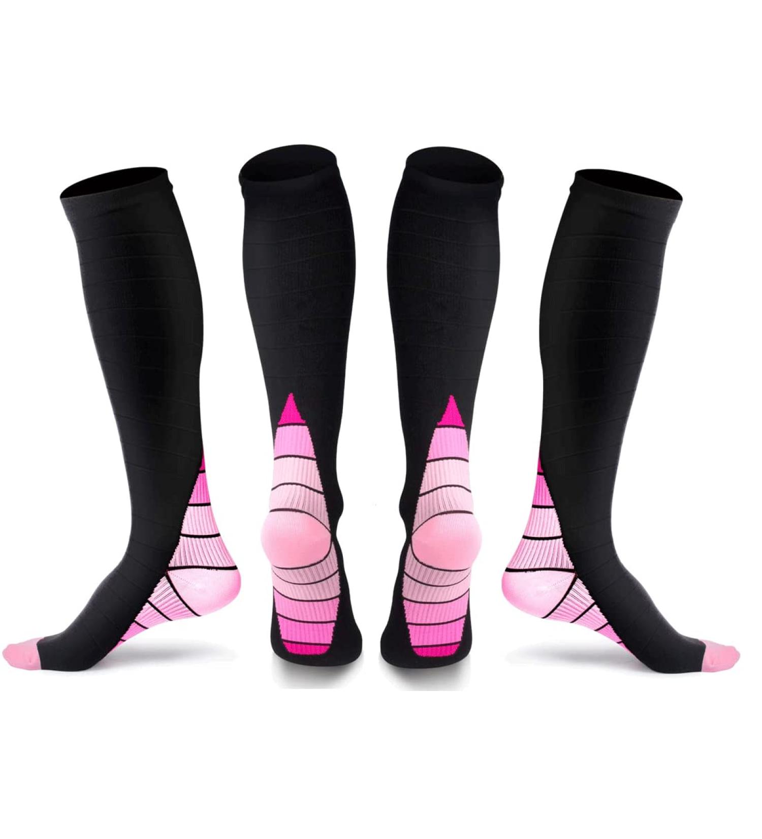 Miana Compression Socks (2 Pairs) for Women & Men - Blue L/XL, Pink - Ideal for Running, Flight, Sports & Travel - Buy Online on GoSupps.com